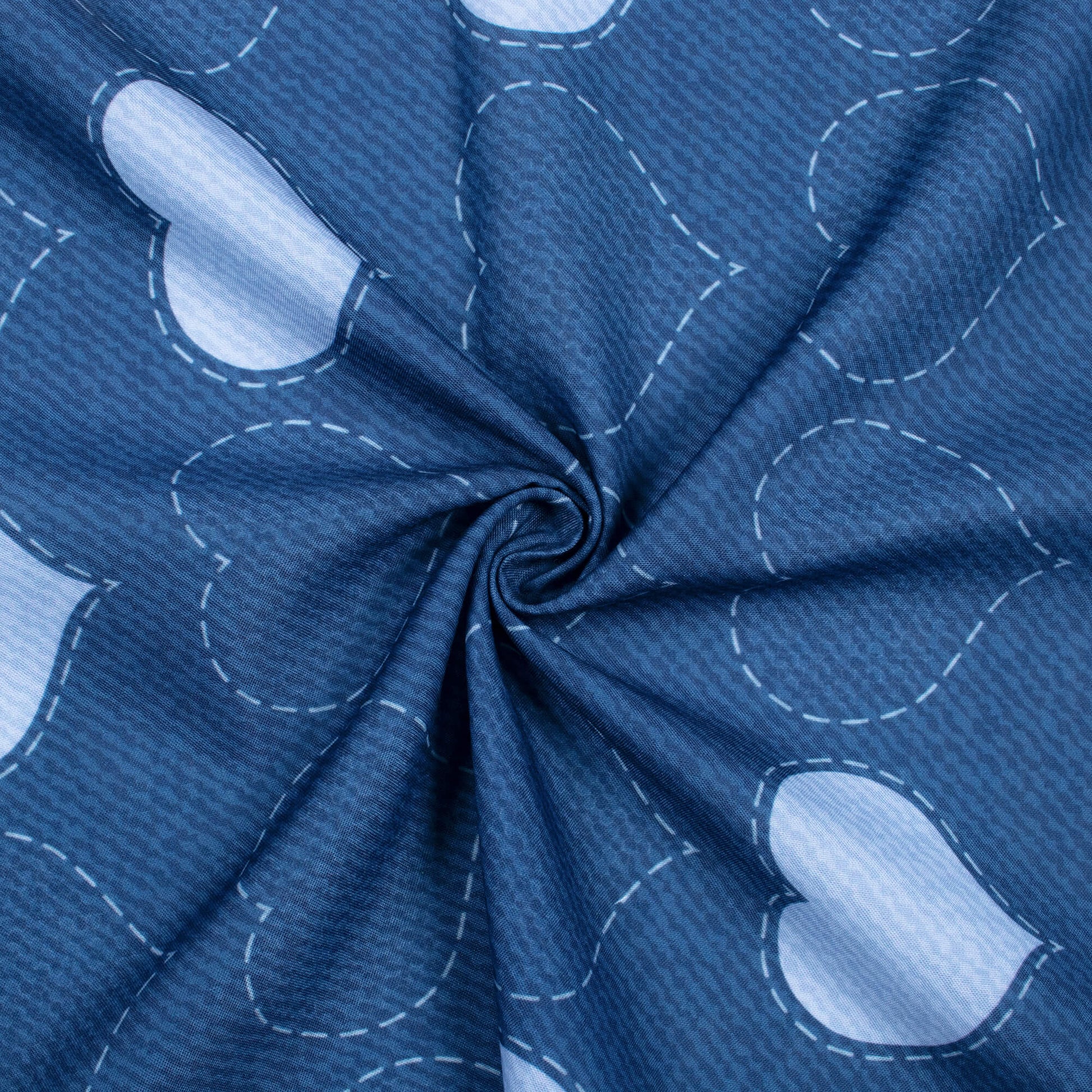 Yale Blue And Sky Blue Denim Pattern Digital Print Rayon Fabric - Fabcurate