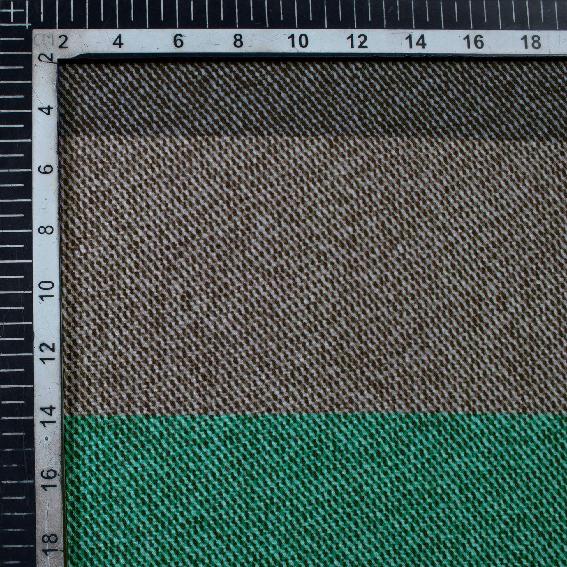 Black And Tan Brown Denim Pattern Digital Print Rayon Fabric - Fabcurate