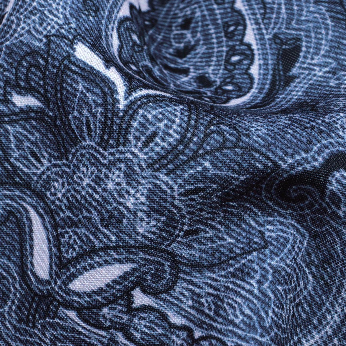Yale Blue And Snow White Deniim Pattern Digital Print Rayon Fabric