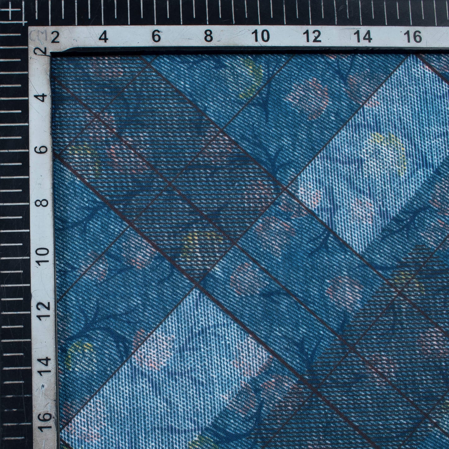 Prussian Blue Deniim Pattern Digital Print Rayon Fabric