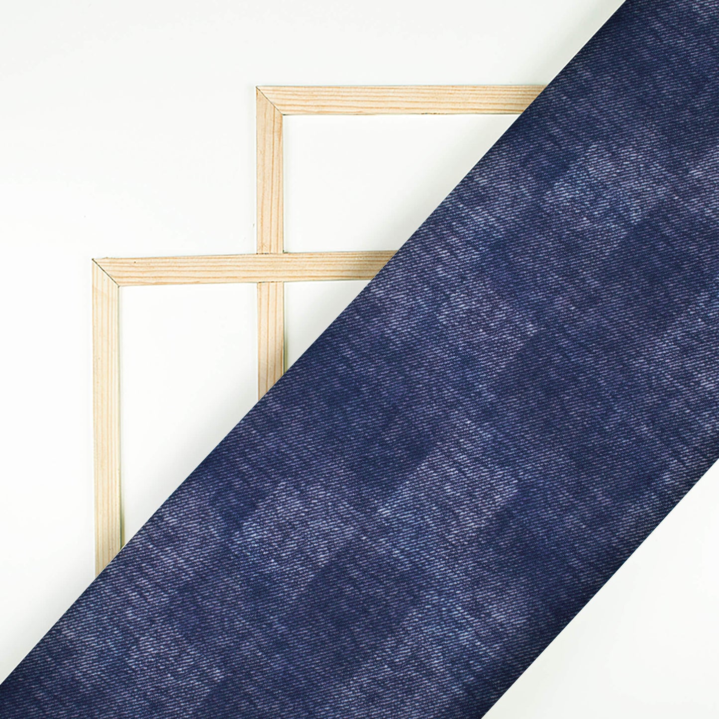 Yale Blue Deniim Pattern Digital Print Rayon Fabric