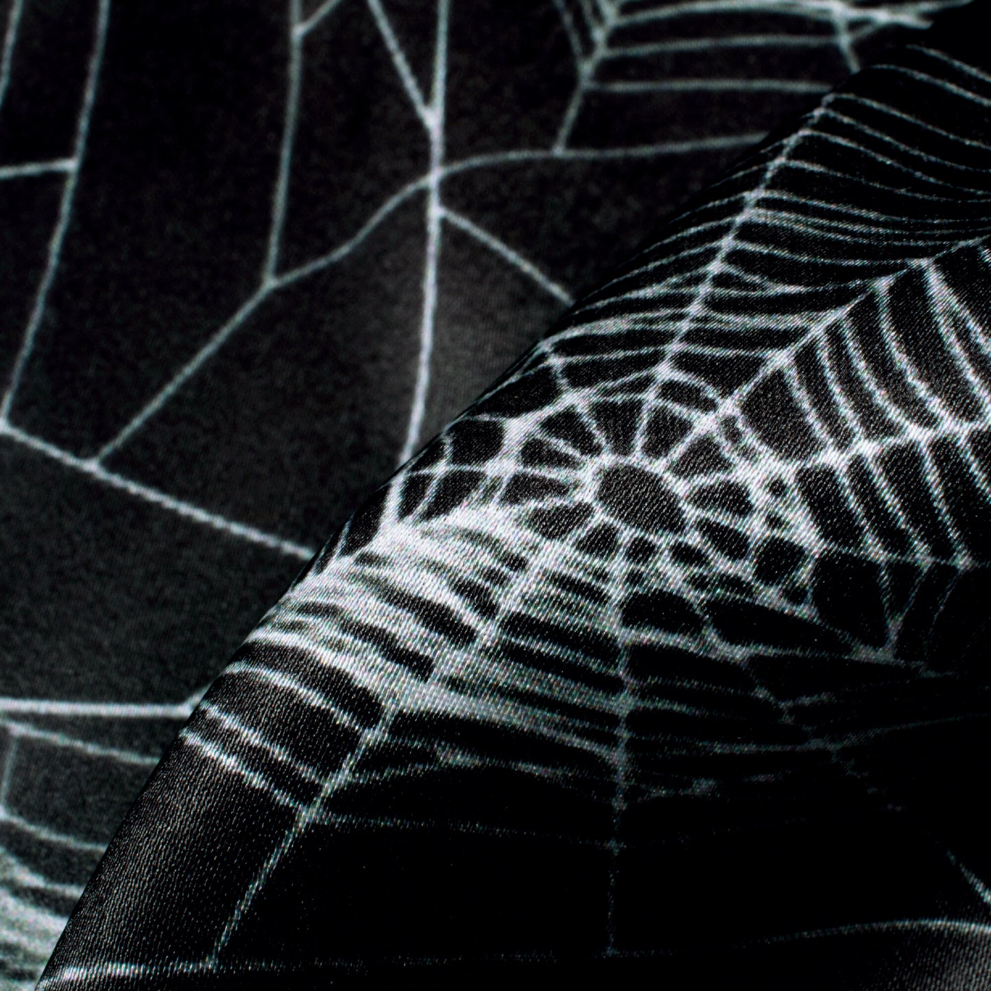 Black And White Halloween Pattern Digital Print Japan Satin Fabric