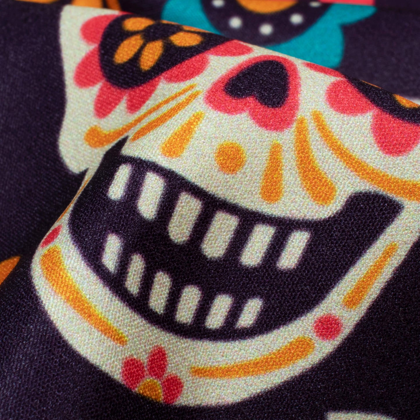 Black And Orange Halloween Pattern Digital Print American Crepe Fabric - Fabcurate