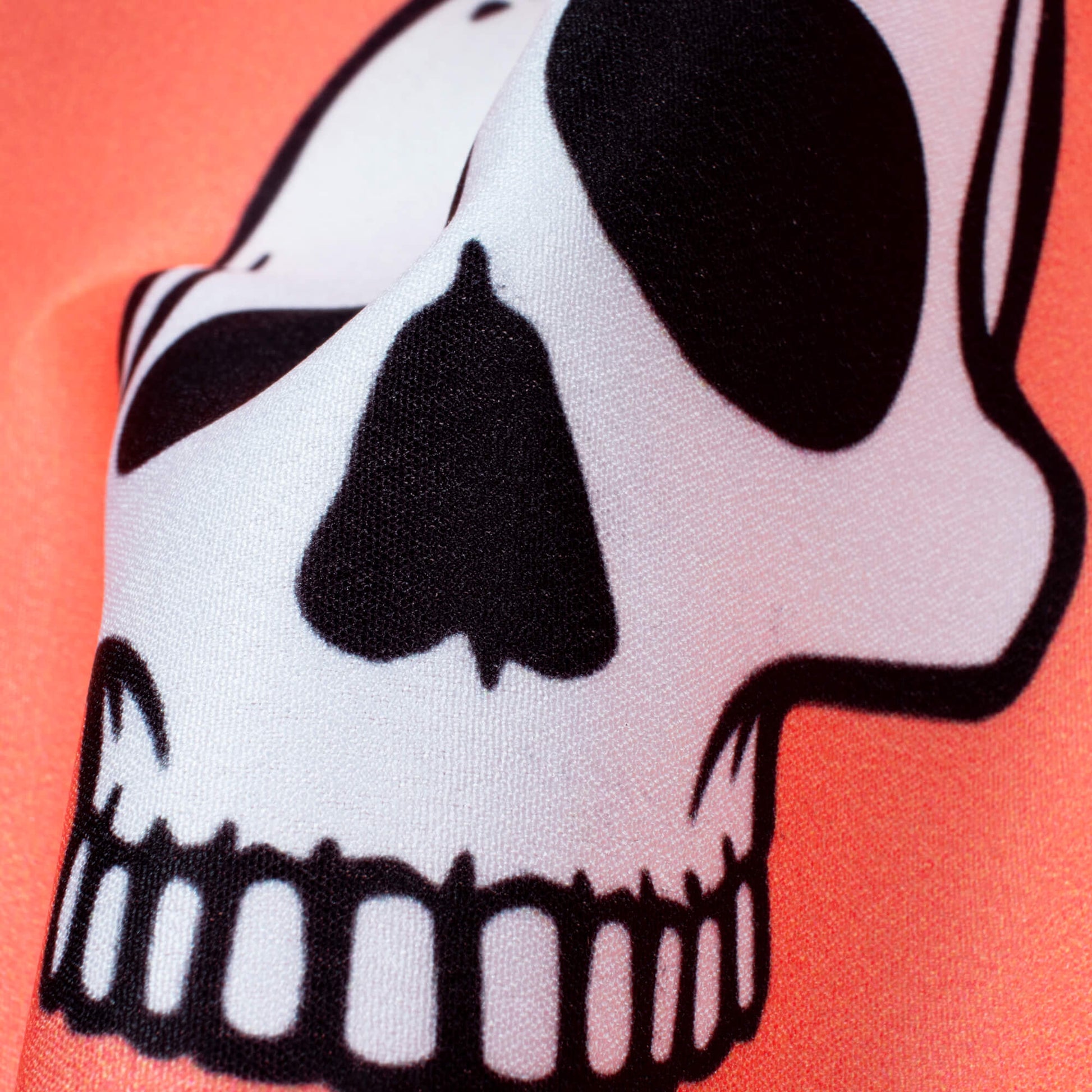 Salmon Peach And White Halloween Pattern Digital Print American Crepe Fabric - Fabcurate