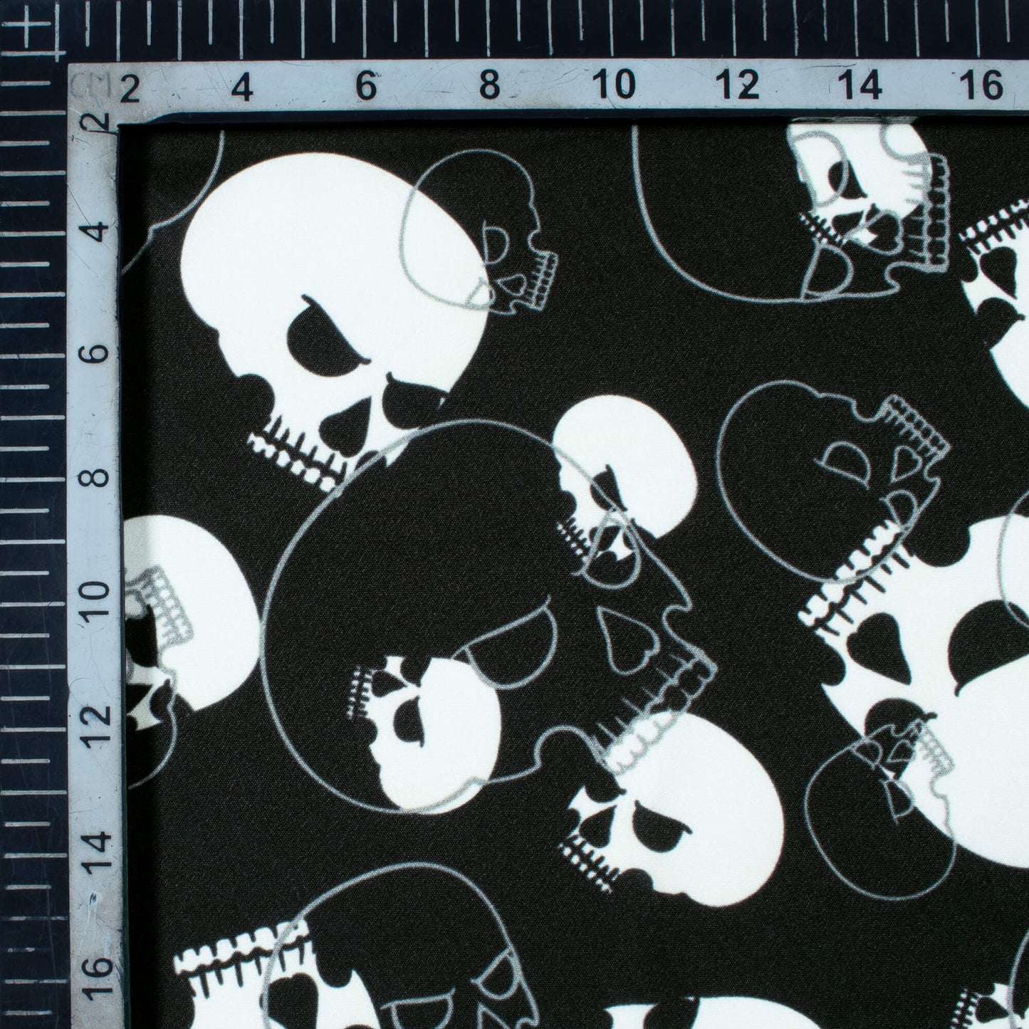 Black And White Halloween Pattern Digital Print American Crepe Fabric - Fabcurate