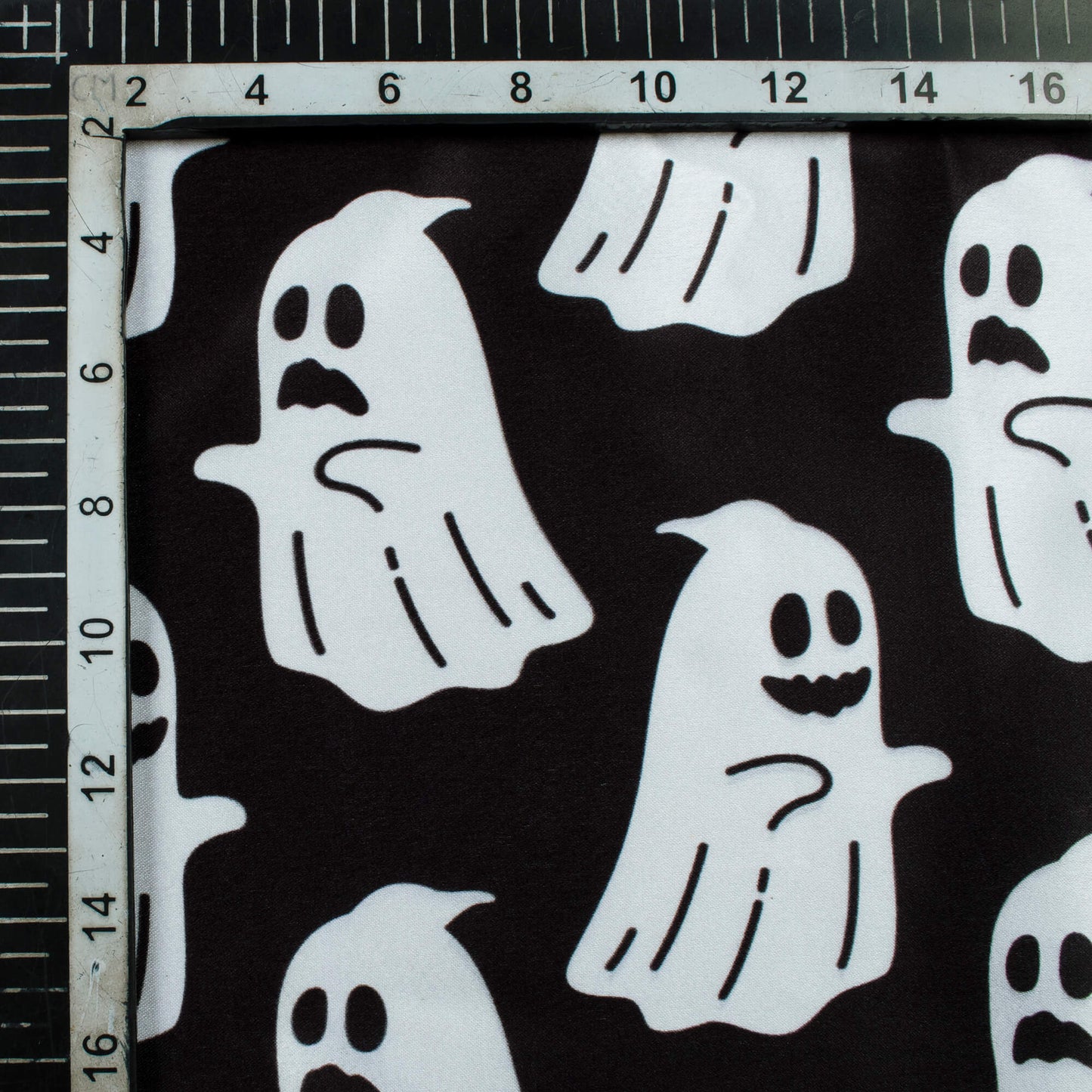 Black And White Halloween Pattern Digital Print Japan Satin Fabric