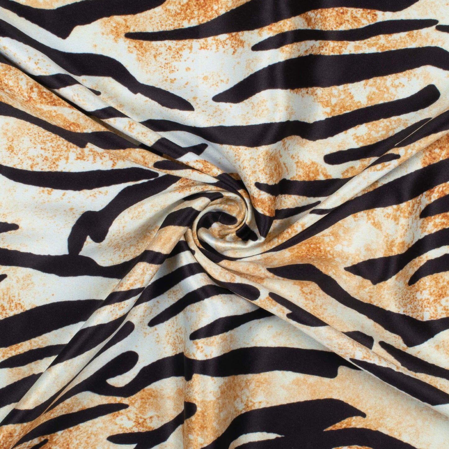 Tortilla Brown And Black Animal Pattern Digital Print Lush Satin Fabric