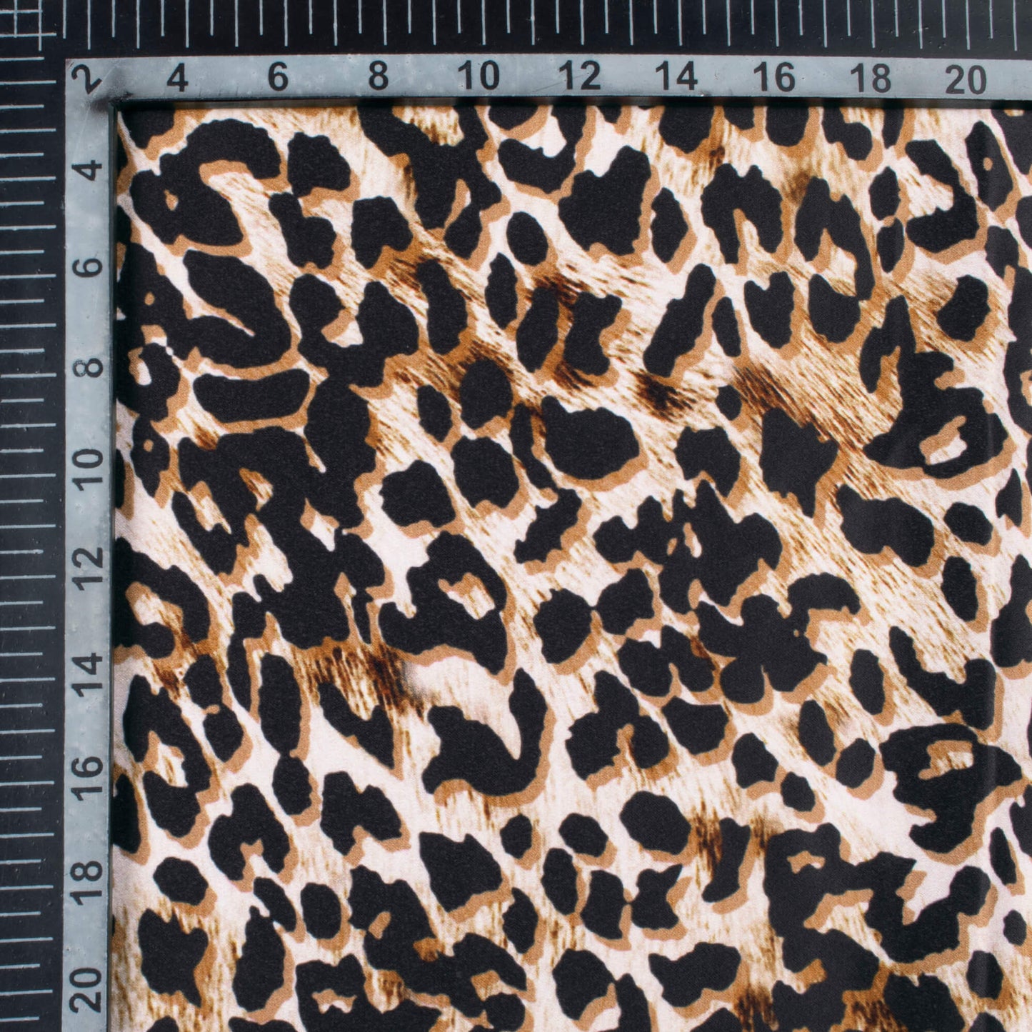 Black And Caramel Brown Animal Pattern Digital Print Lush Satin Fabric