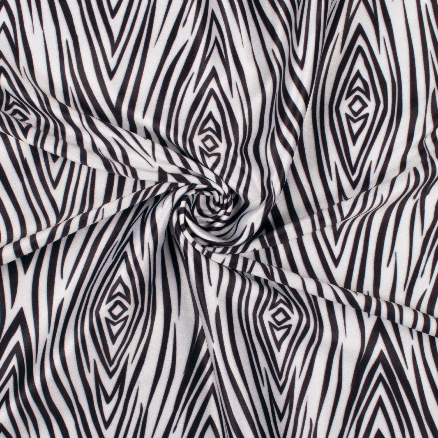Black And White Abstract Pattern Digital Print Lush Satin Fabric