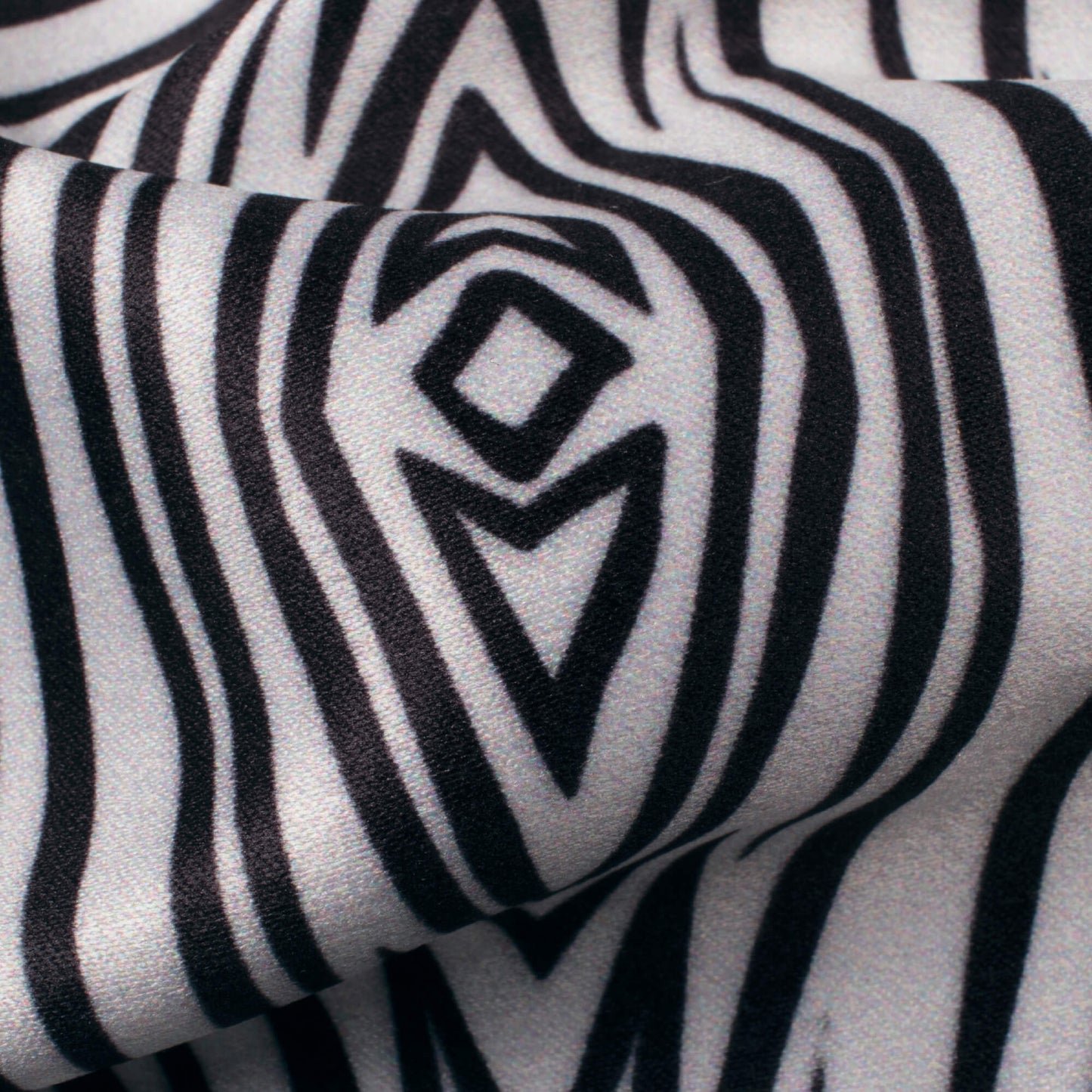 Black And White Abstract Pattern Digital Print Lush Satin Fabric