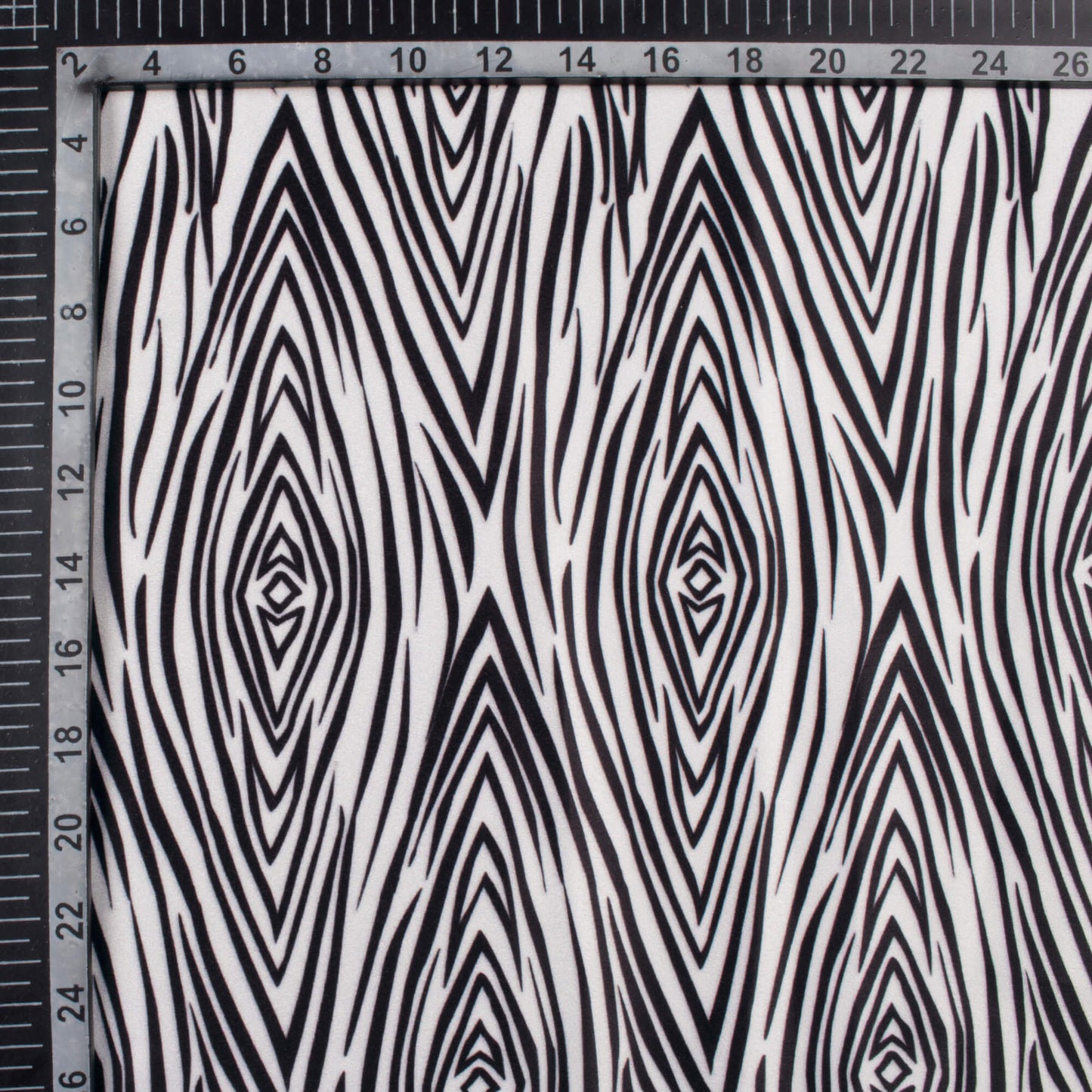 Black And White Abstract Pattern Digital Print Lush Satin Fabric
