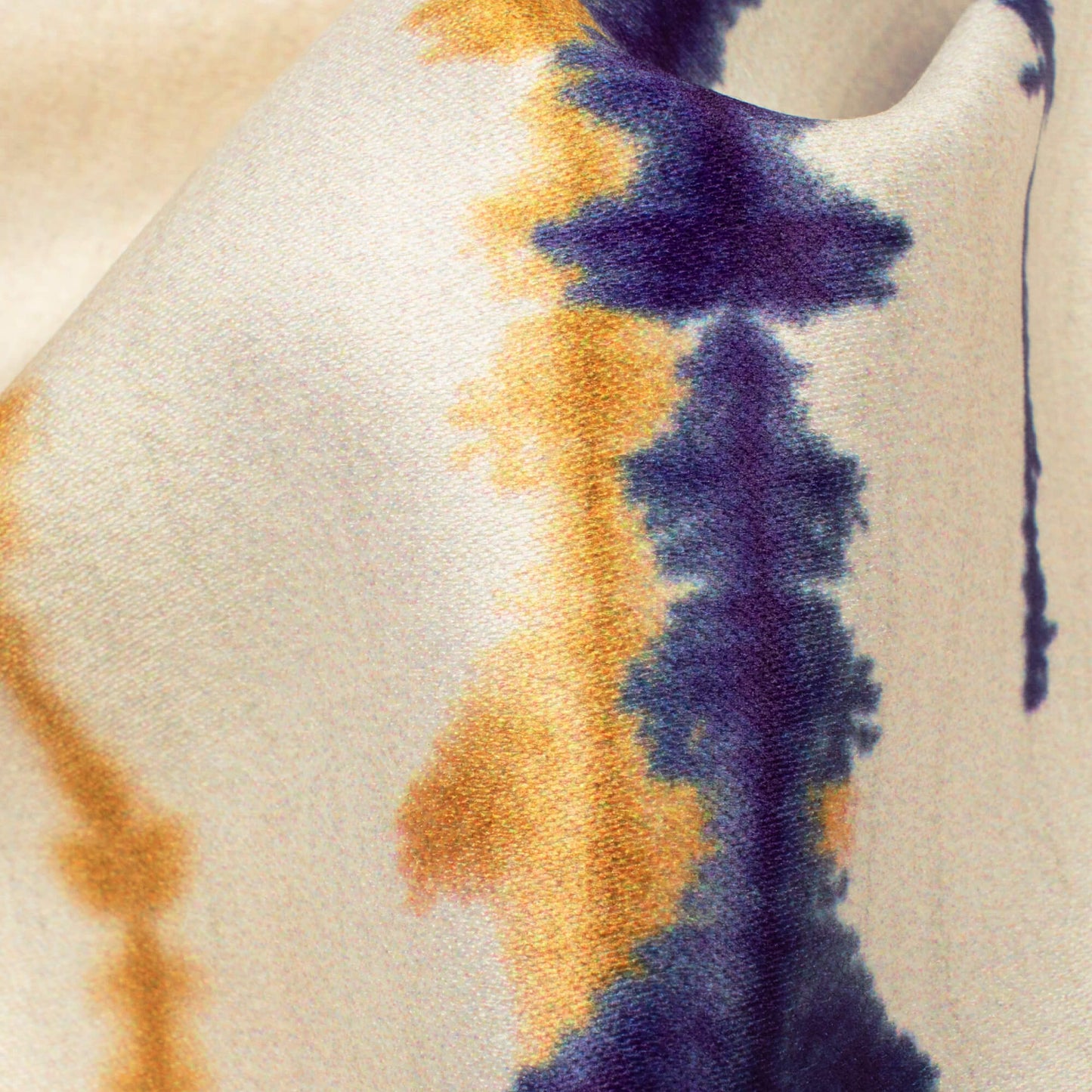 Pearl White And Indiigo Blue Stripes Pattern Digital Print Lush Satin Fabric