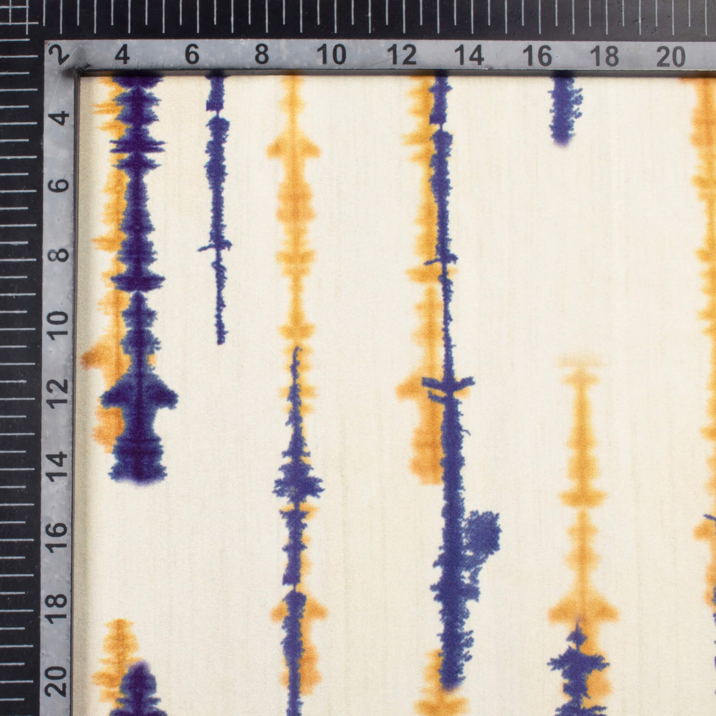 Pearl White And Indiigo Blue Stripes Pattern Digital Print Lush Satin Fabric
