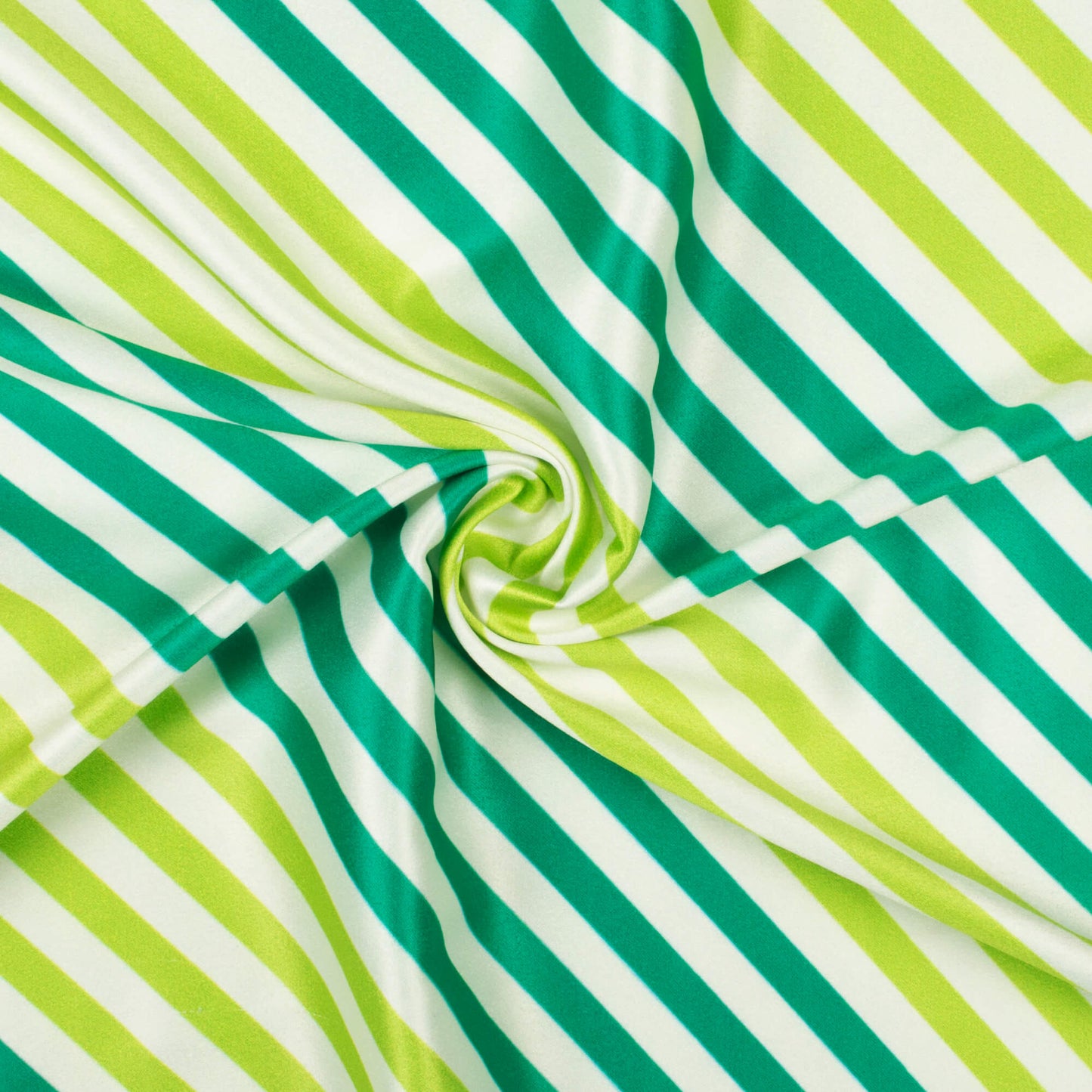 Kelly Green And White Abstract Pattern Digital Print Lush Satin Fabric