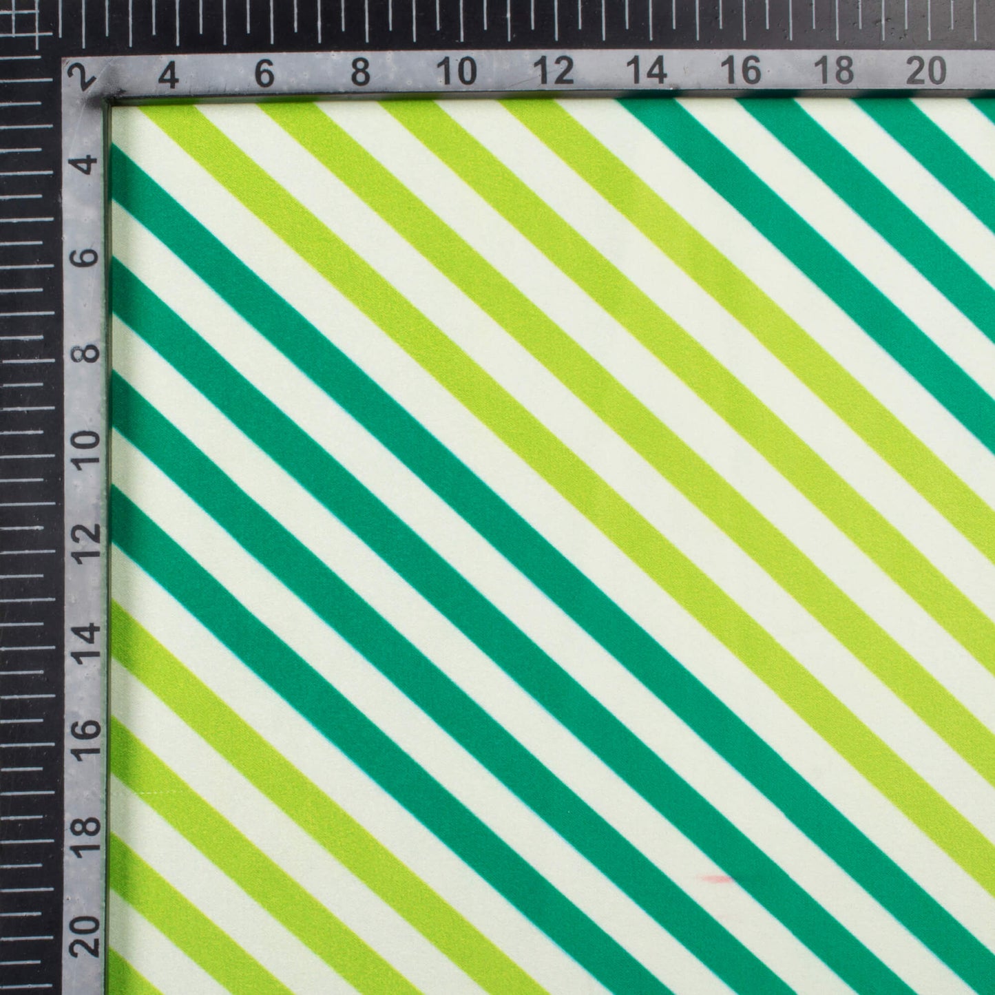 Kelly Green And White Abstract Pattern Digital Print Lush Satin Fabric
