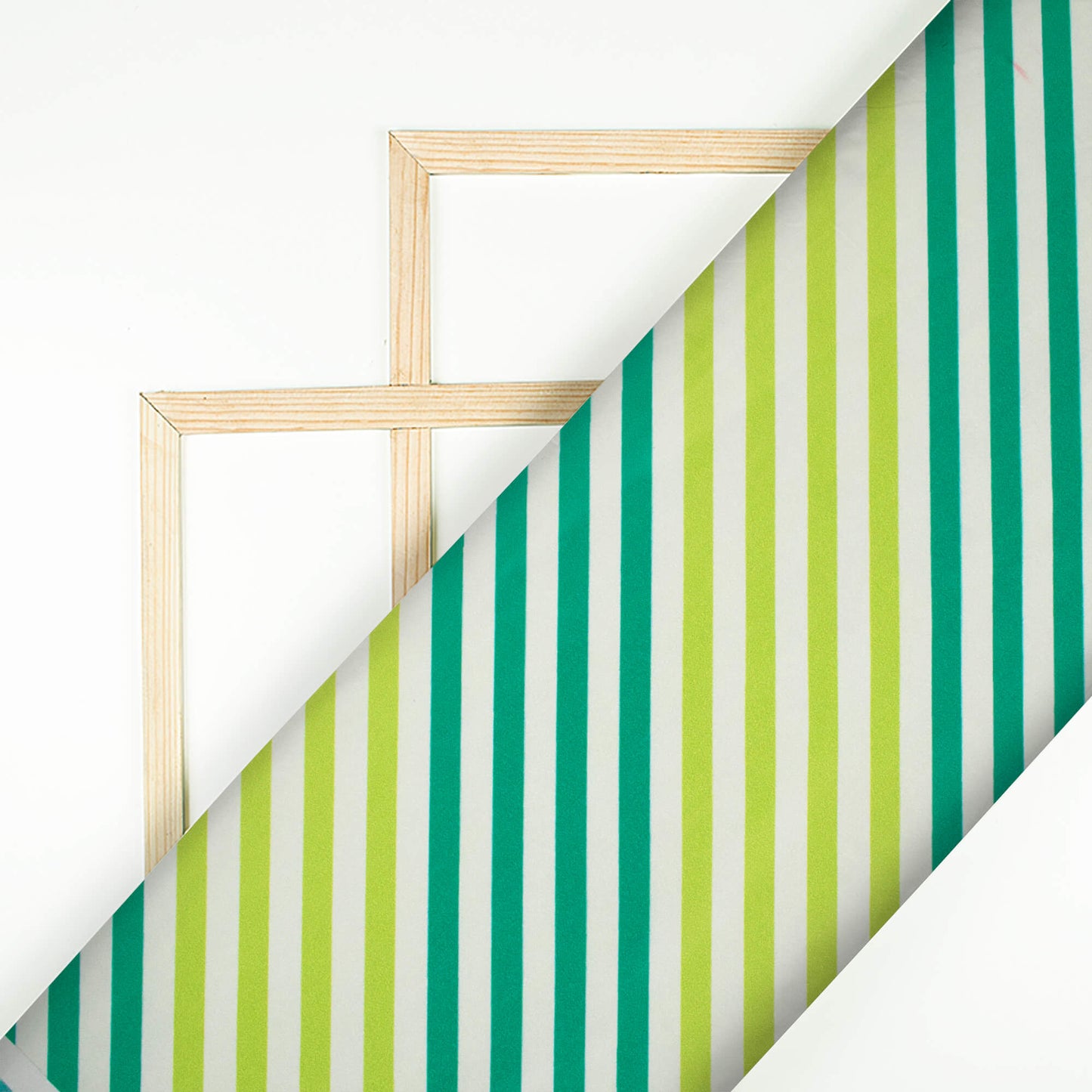 Kelly Green And White Abstract Pattern Digital Print Lush Satin Fabric