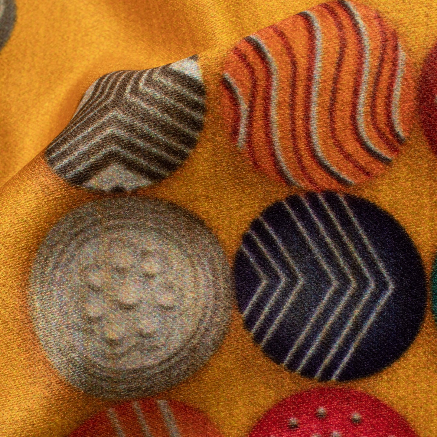Fire Yellow And Red Booti Pattern Digital Print Lush Satin Fabric