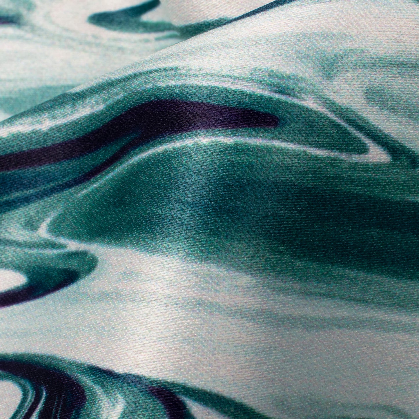 Viridian Green And White Marble Pattern Digital Print Lush Satin Fabric
