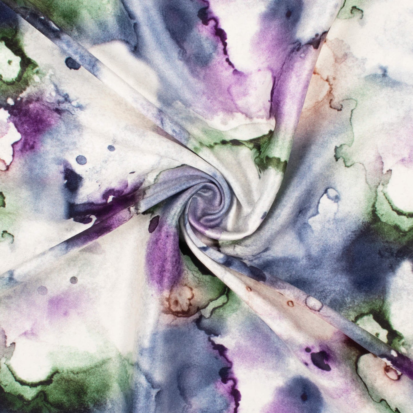 White And Purple Marble Pattern Digital Print Lush Satin Fabric