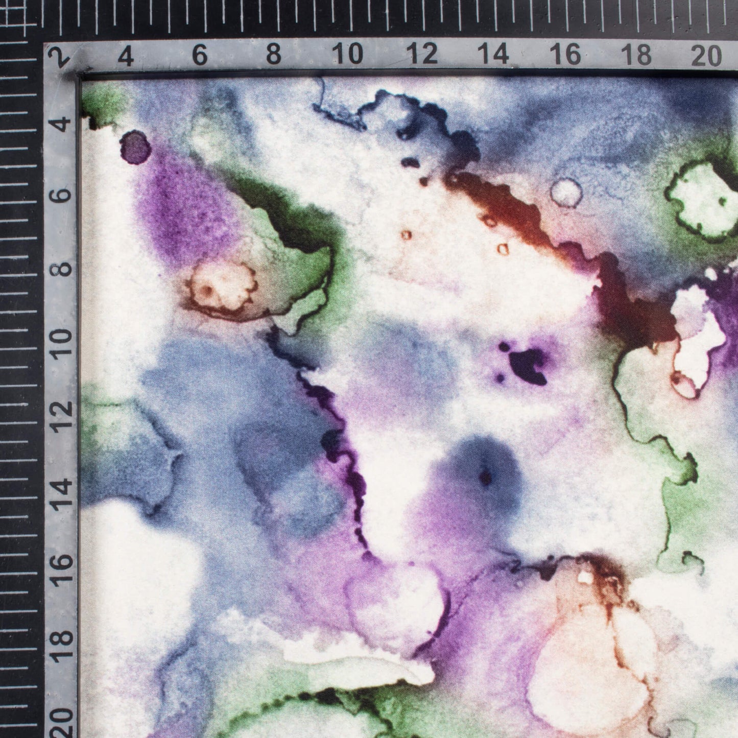 White And Purple Marble Pattern Digital Print Lush Satin Fabric