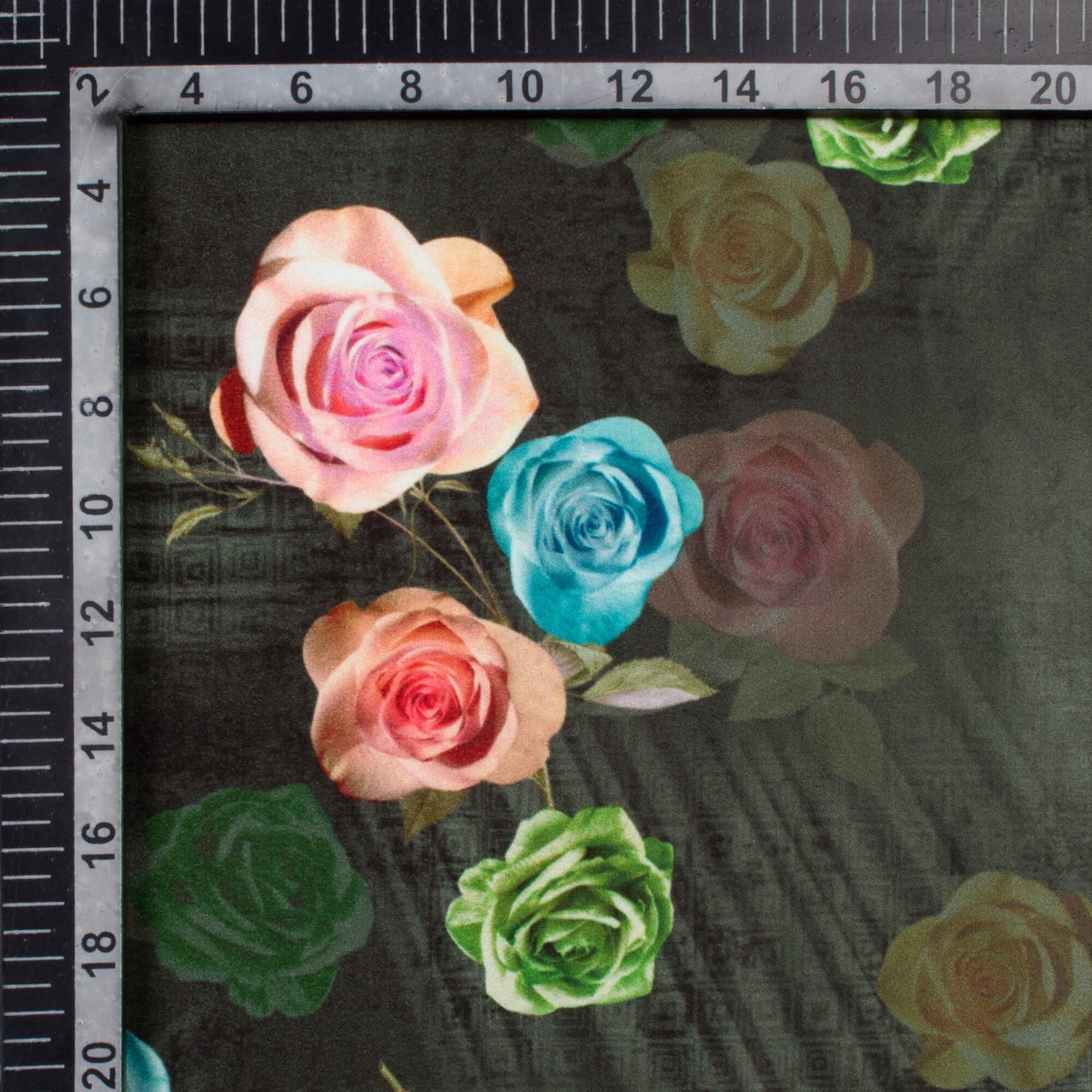 Charcoal Grey And Banana Yellow Floral Pattern Digital Print Lush Satin Fabric