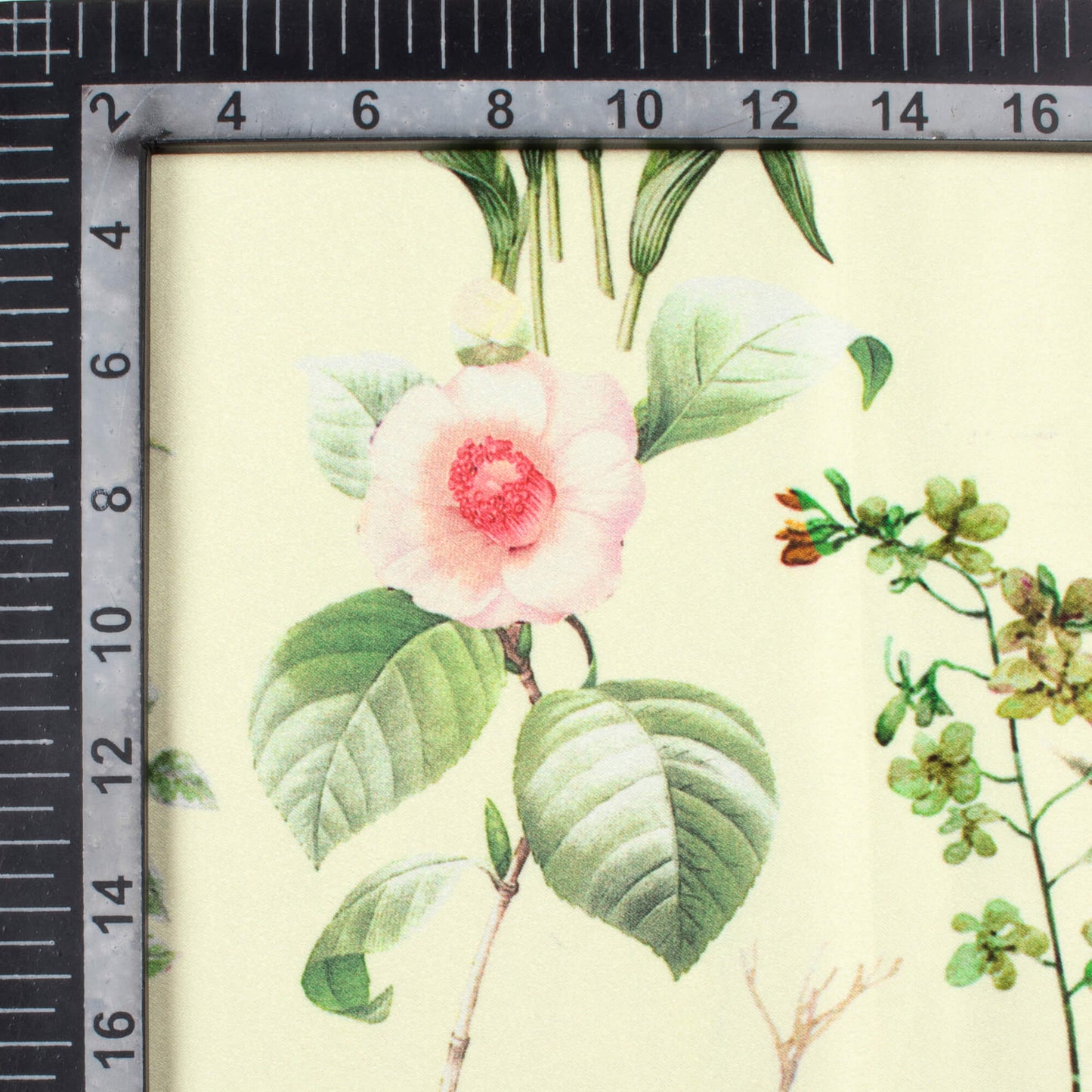 Pale Yellow And Pale Pink Floral Pattern Digital Print Lush Satin Fabric