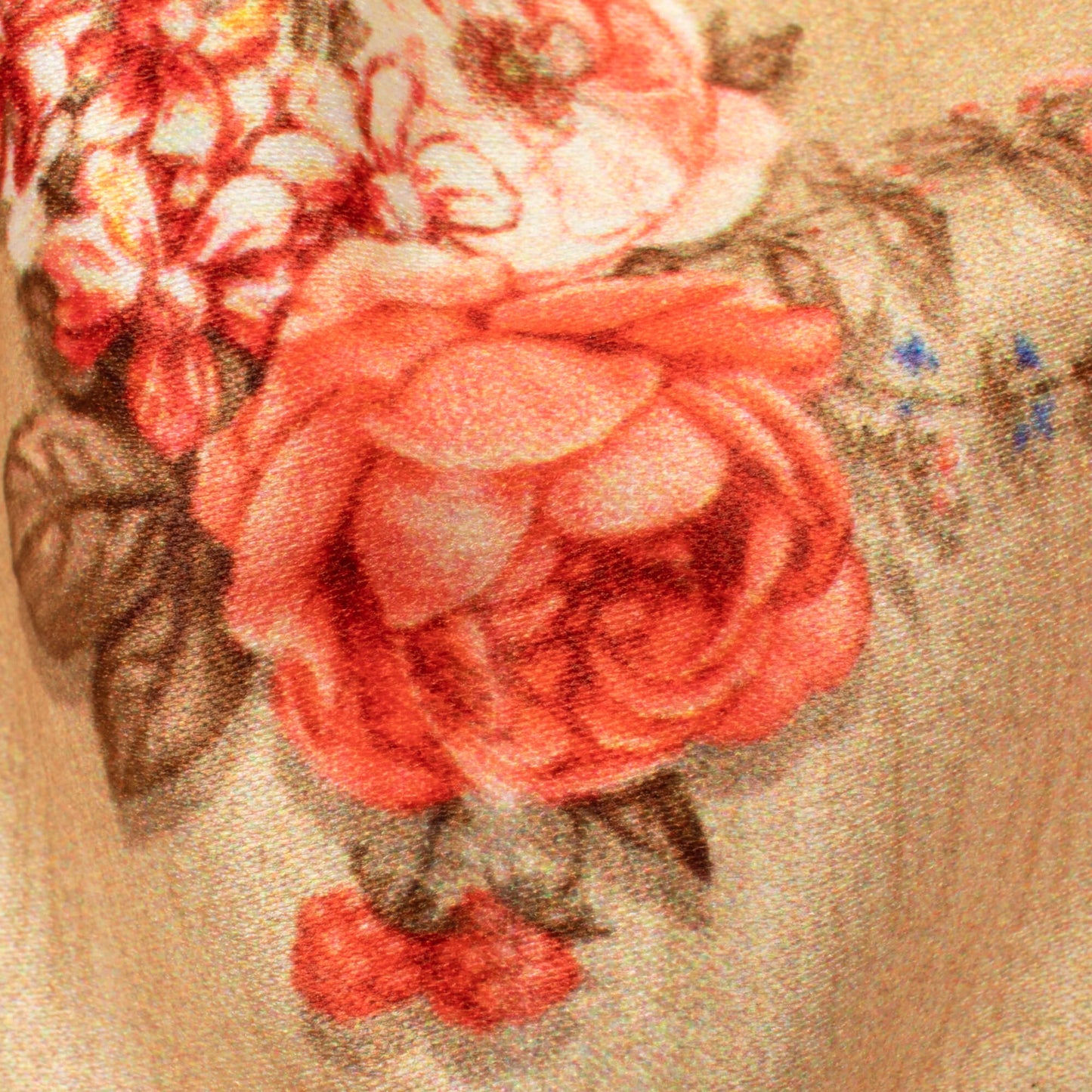 Flax Yellow And Punch Pink Floral Pattern Digital Print Lush Satin Fabric