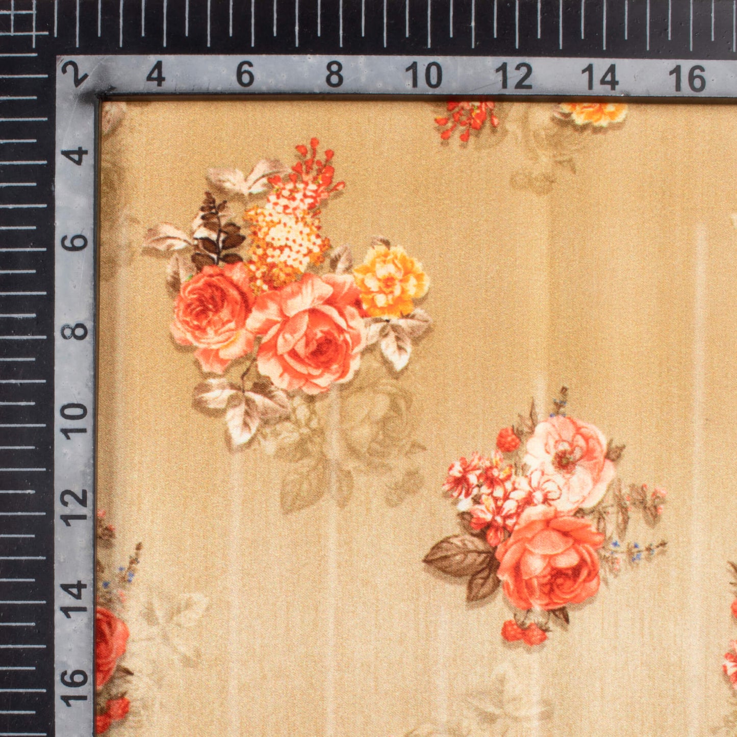 Flax Yellow And Punch Pink Floral Pattern Digital Print Lush Satin Fabric