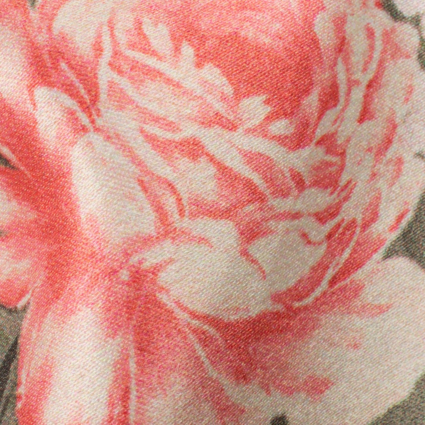 Stone Grey And Carnation Pink Floral Pattern Digital Print Lush Satin Fabric
