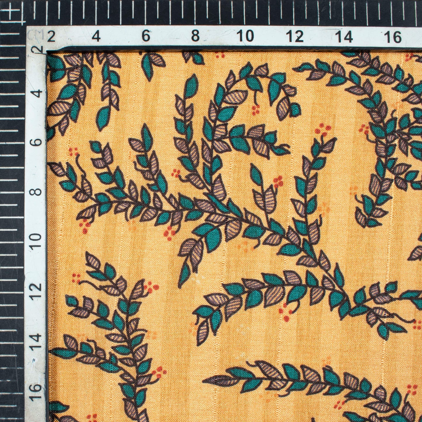 Dark Cream And Green Madhuvanii Pattern Digital Print Art Tusser Silk Fabric
