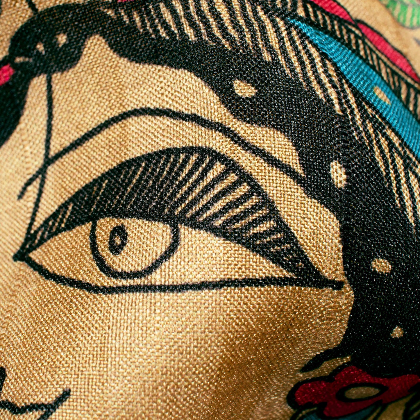Dark Cream And Jungle Green Madhubani Pattern Digital Print Art Tusser Silk Fabric - Fabcurate