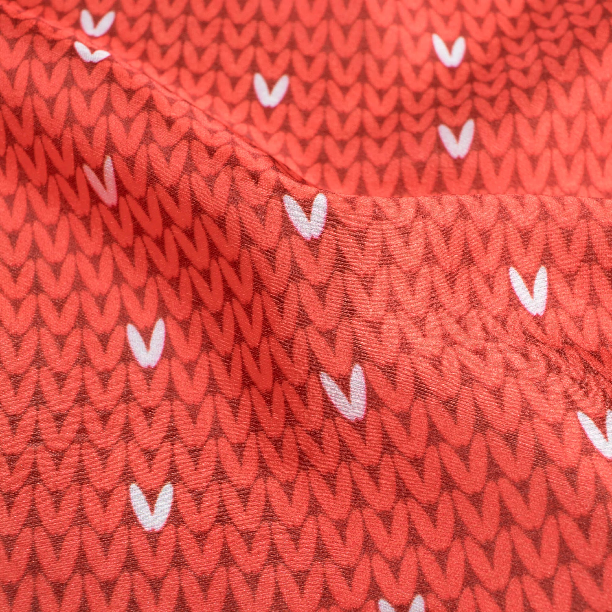 Red And White Christmas Pattern Digital Print Japan Satin Fabric - Fabcurate