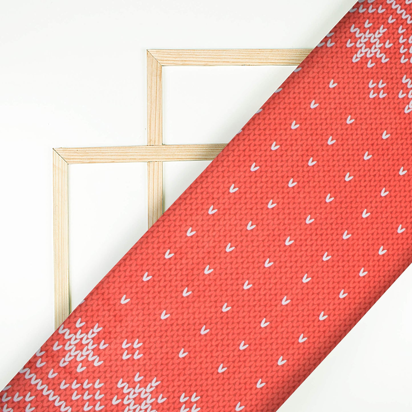 Red And White Christmas Pattern Digital Print Japan Satin Fabric - Fabcurate