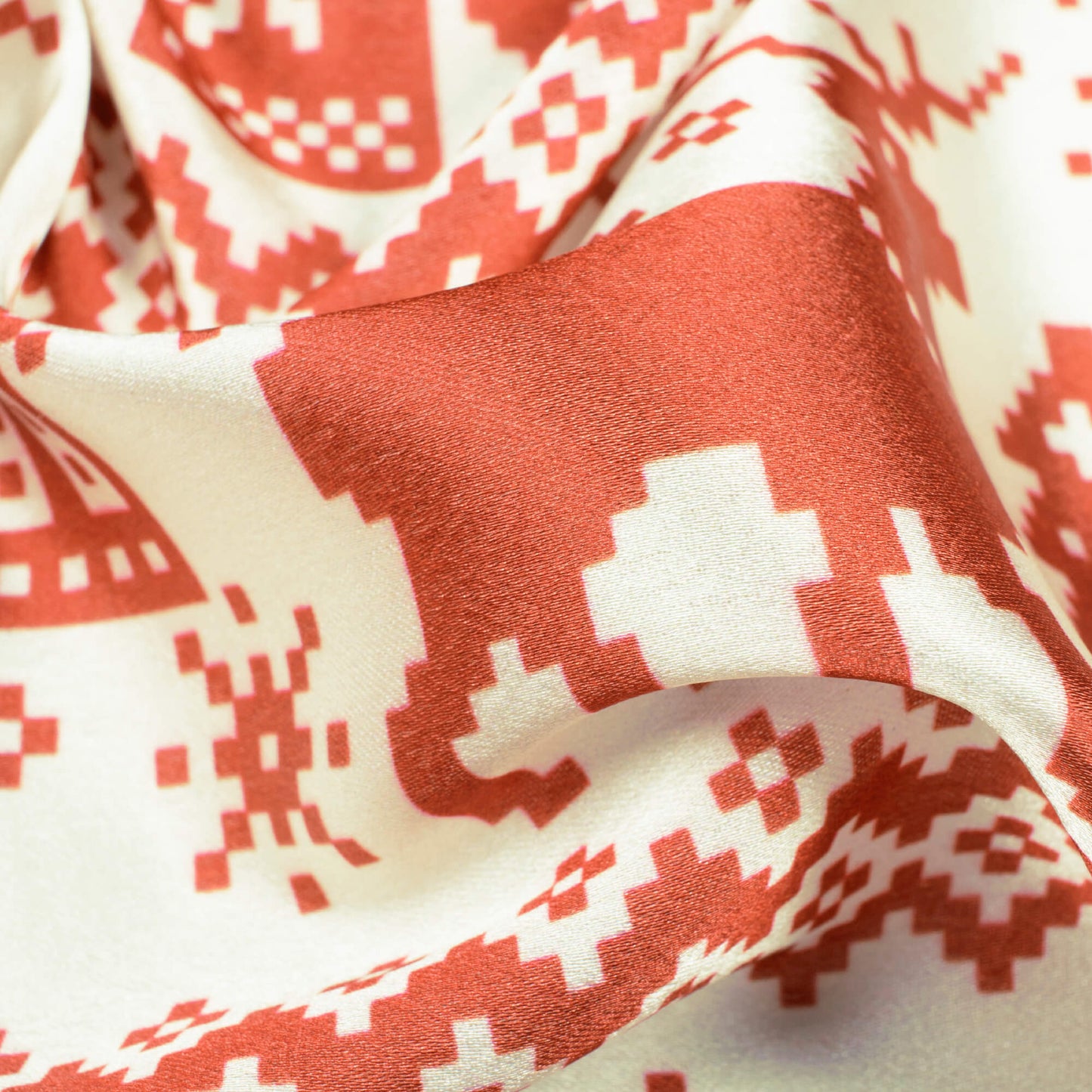 Red And White Christmas Pattern Digital Print Japan Satin Fabric