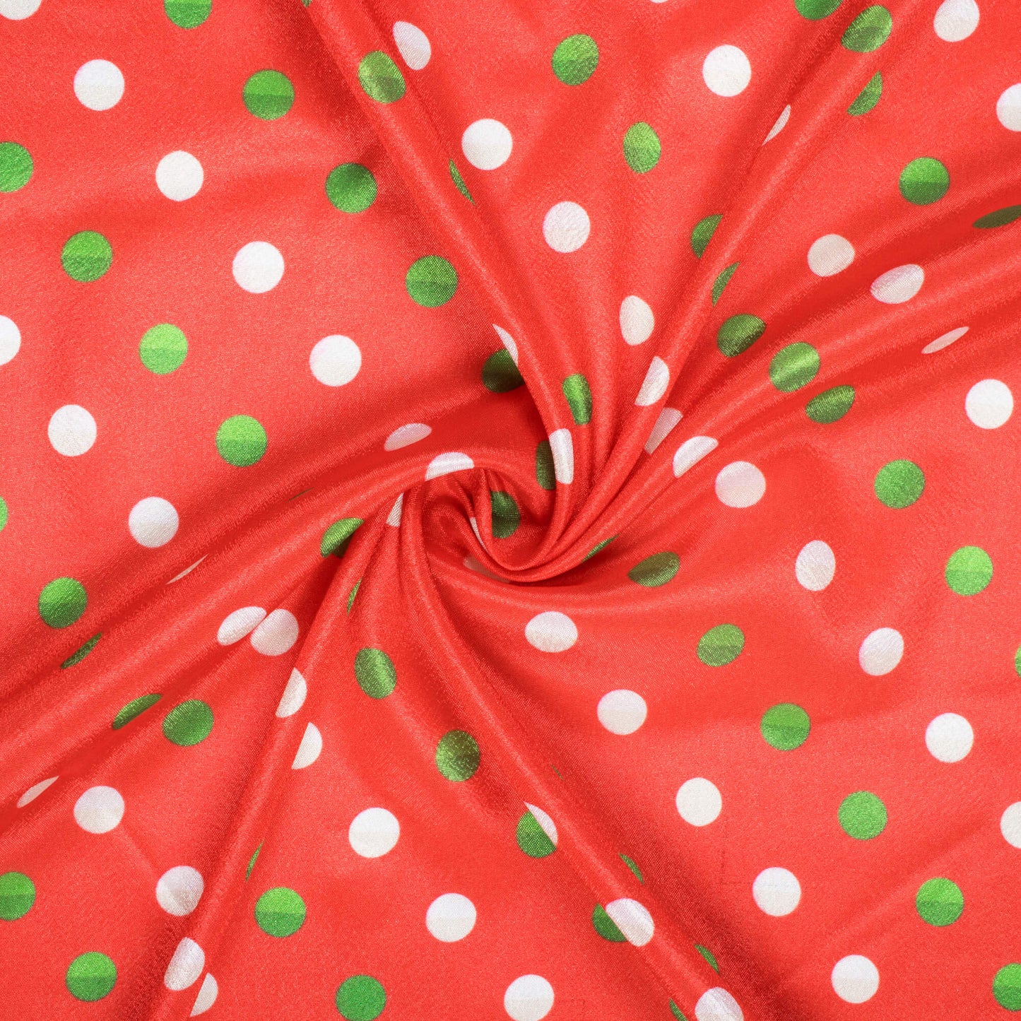 Red And Green Christmas Pattern Digital Print Crepe Silk Fabric - Fabcurate