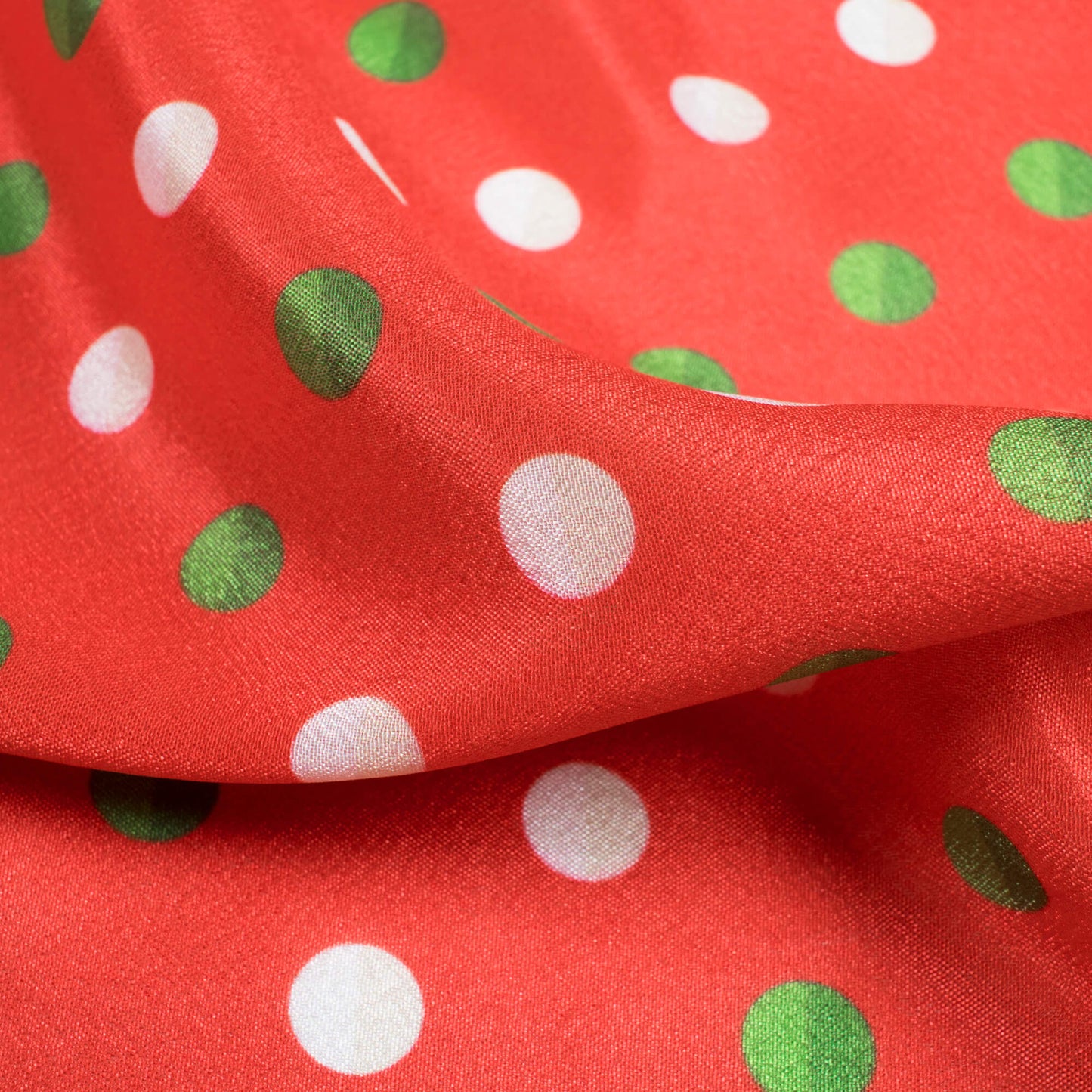 Red And Green Christmas Pattern Digital Print Crepe Silk Fabric - Fabcurate