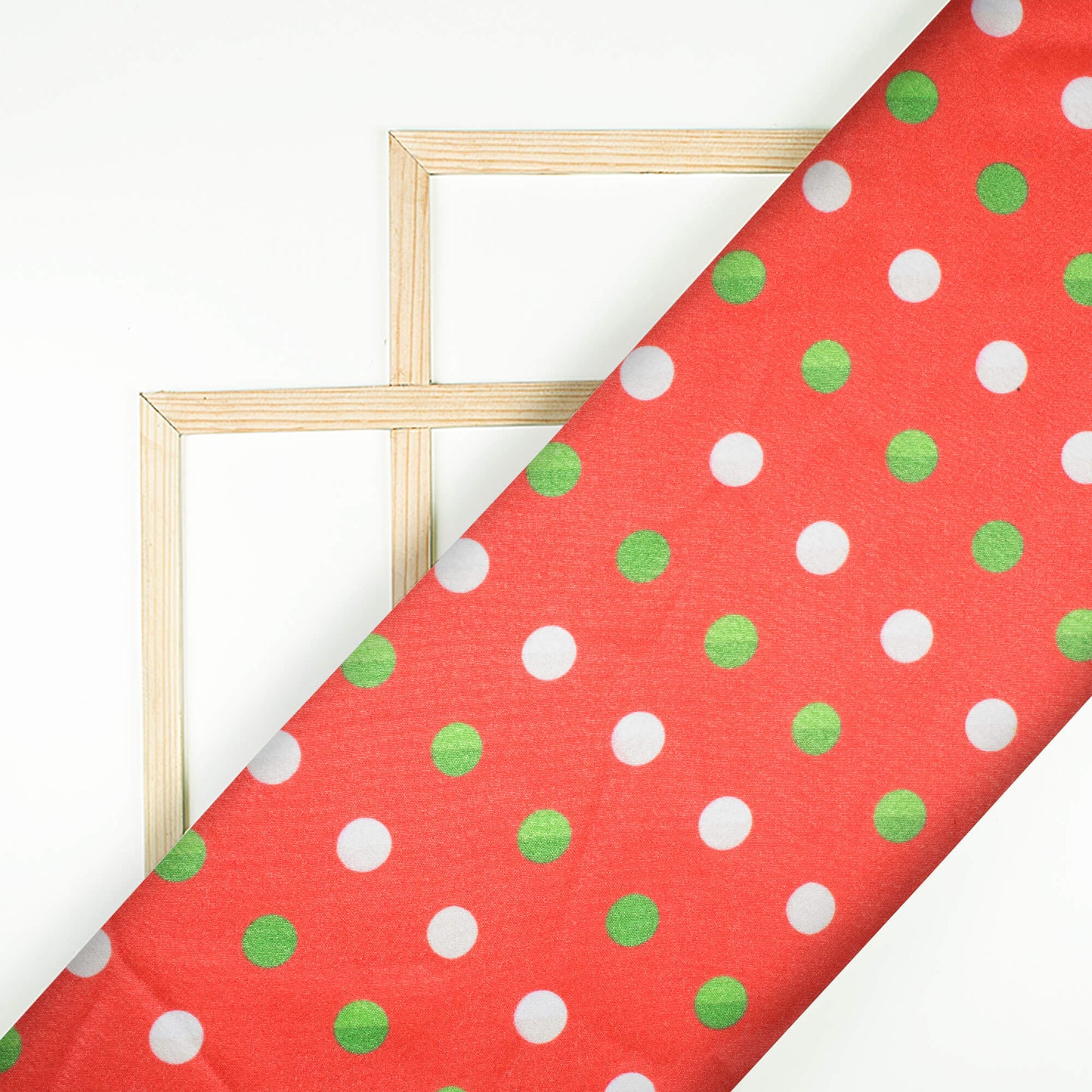 Red And Green Christmas Pattern Digital Print Crepe Silk Fabric - Fabcurate