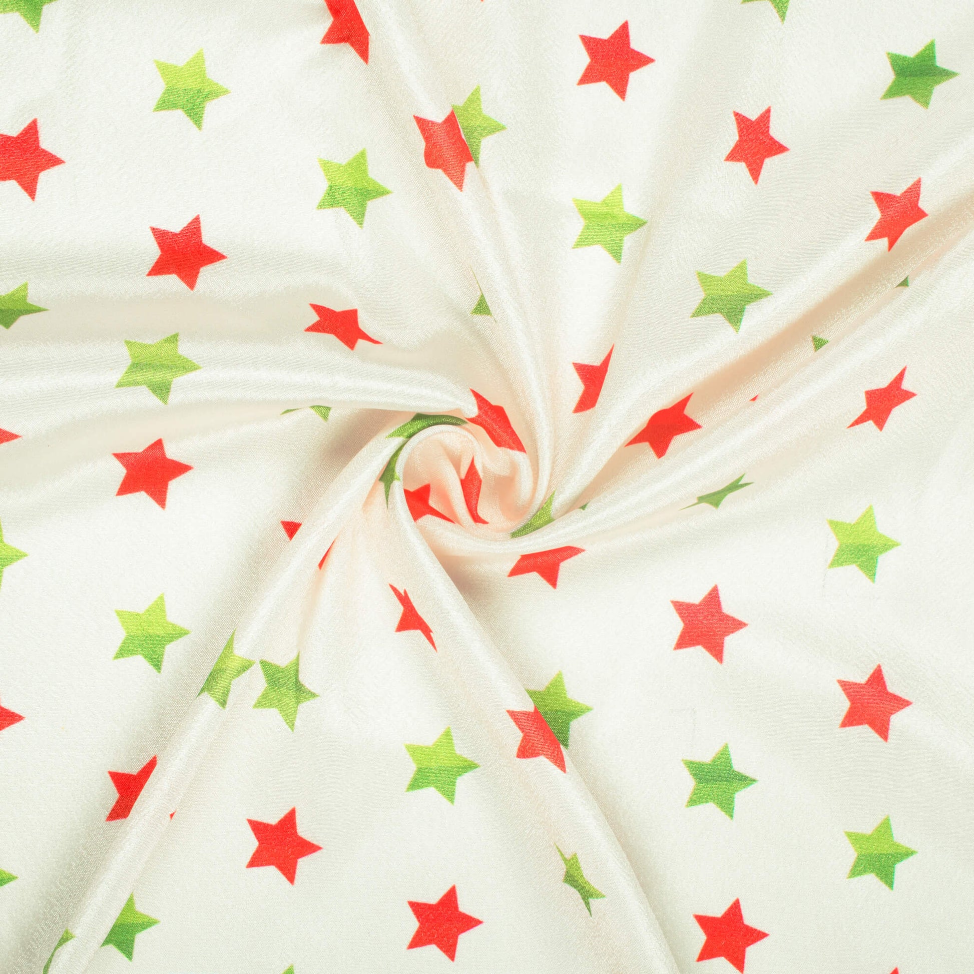 Oyster Cream And Red Christmas Pattern Digital Print Crepe Silk Fabric - Fabcurate