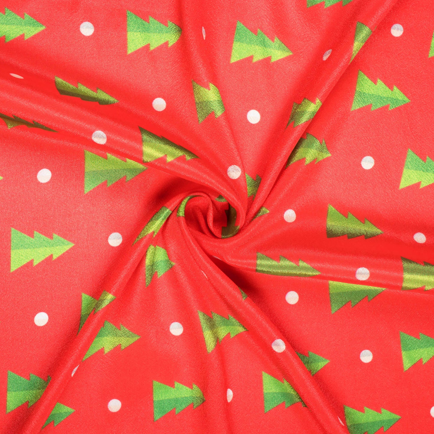 Red And Green Christmas Pattern Digital Print Crepe Silk Fabric - Fabcurate