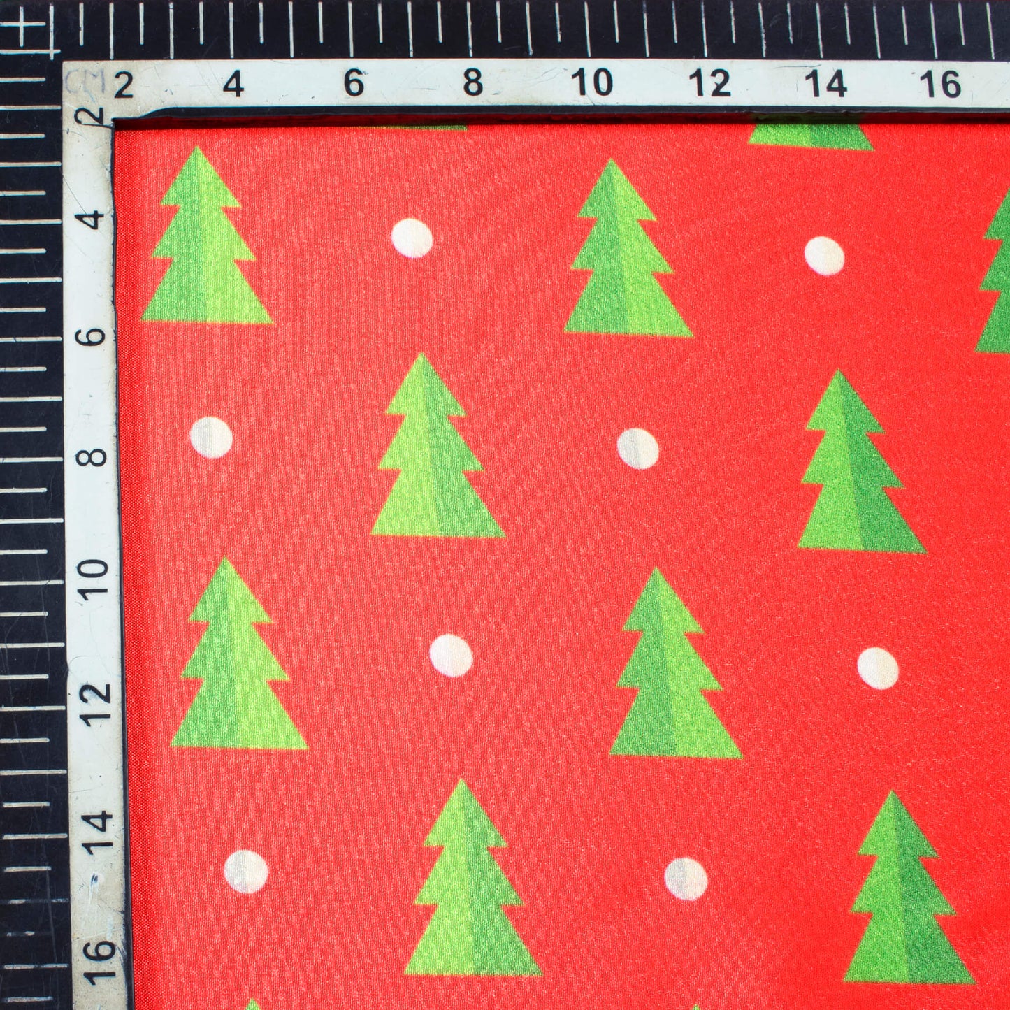 Red And Green Christmas Pattern Digital Print Crepe Silk Fabric - Fabcurate