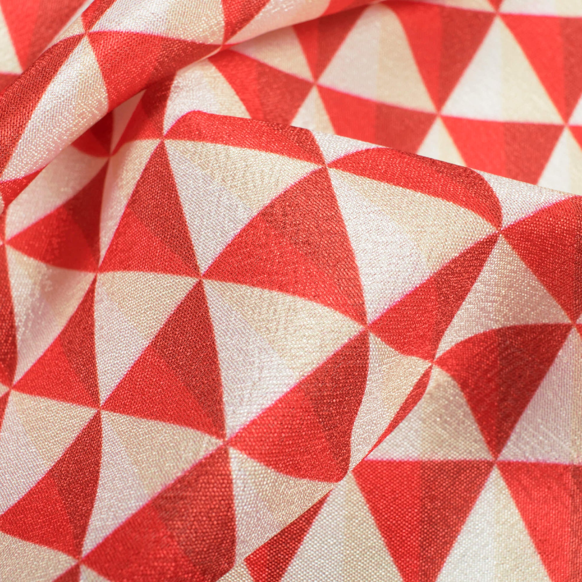 Red And Oyster Cream Christmas Pattern Digital Print Crepe Silk Fabric - Fabcurate