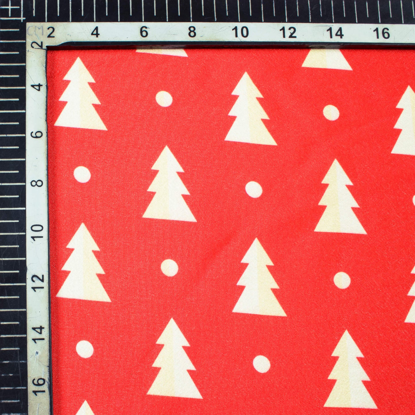 Red And Oyster Cream Christmas Pattern Digital Print Crepe Silk Fabric - Fabcurate