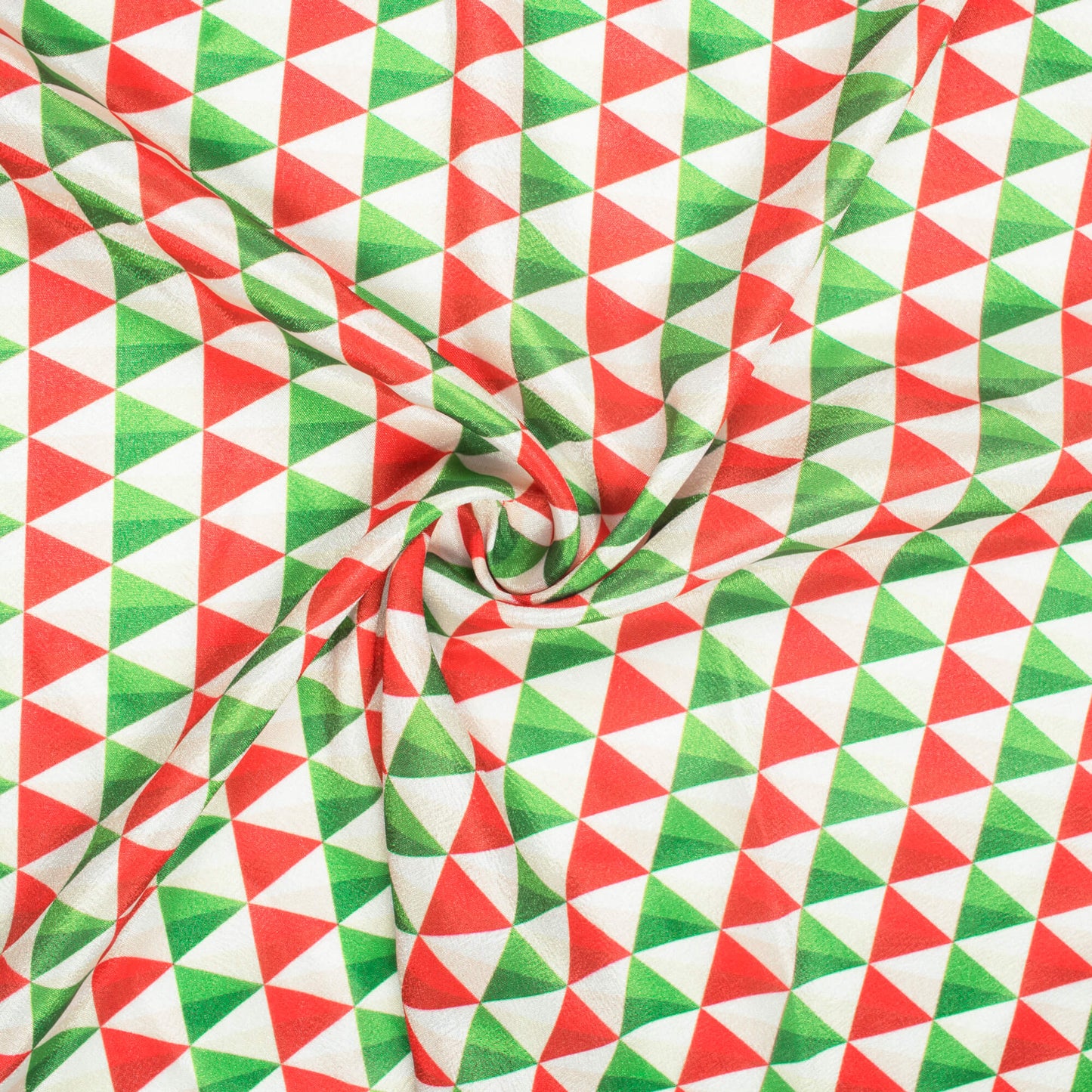 Red And Green Christmas Pattern Digital Print Crepe Silk Fabric - Fabcurate