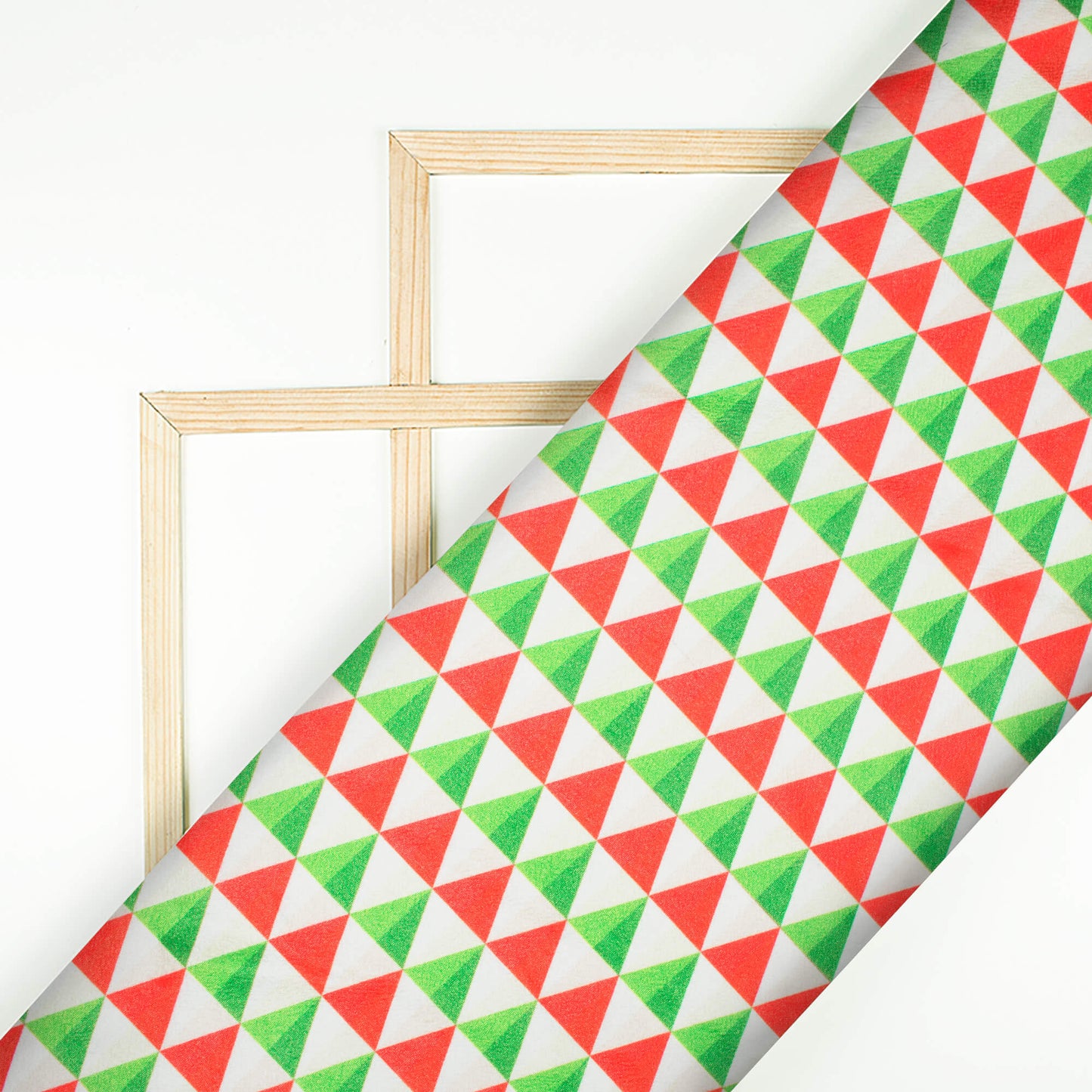 Red And Green Christmas Pattern Digital Print Crepe Silk Fabric - Fabcurate