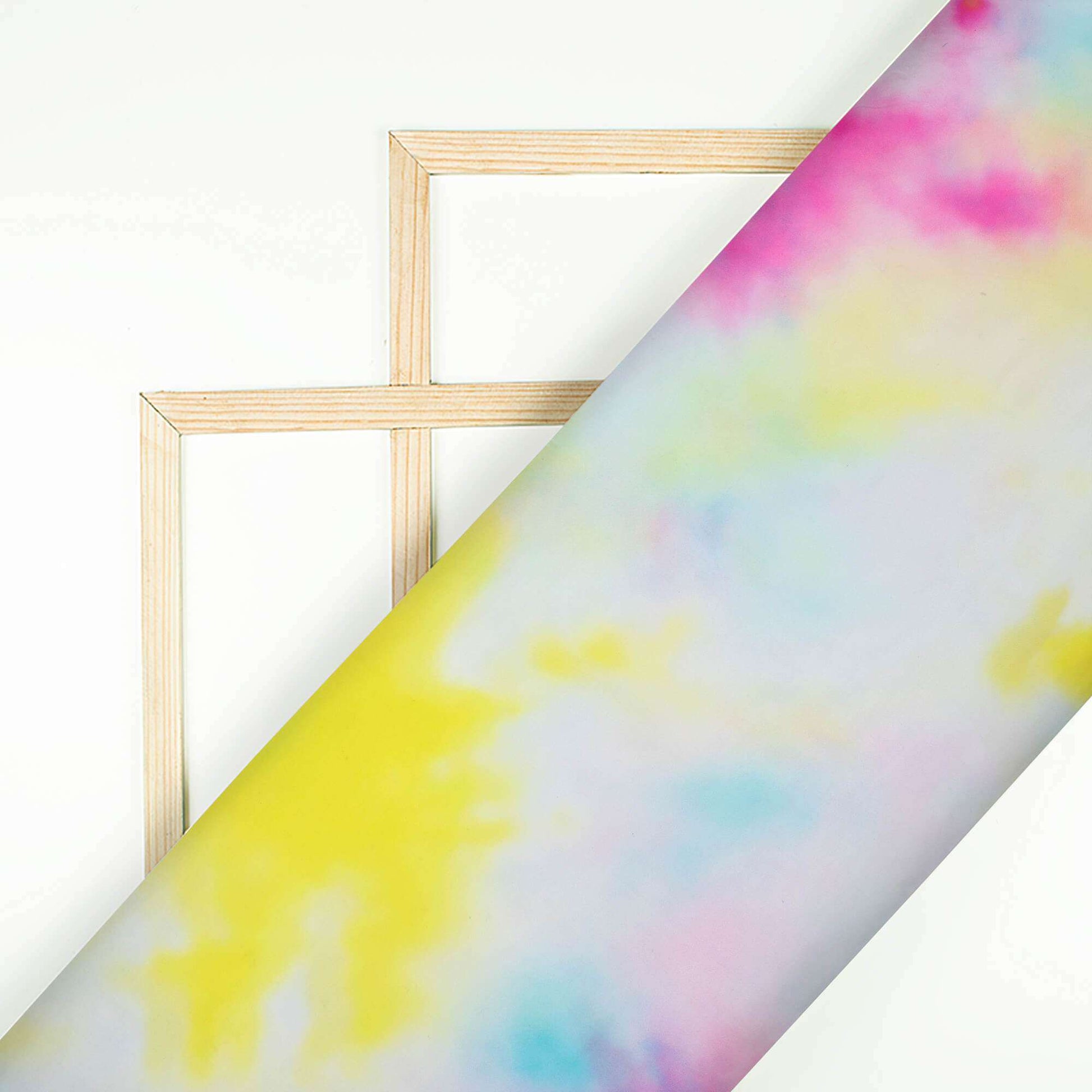 Pink And Yellow Tie & Dye Pattern Digital Print Premium Liquid Organza Fabric - Fabcurate
