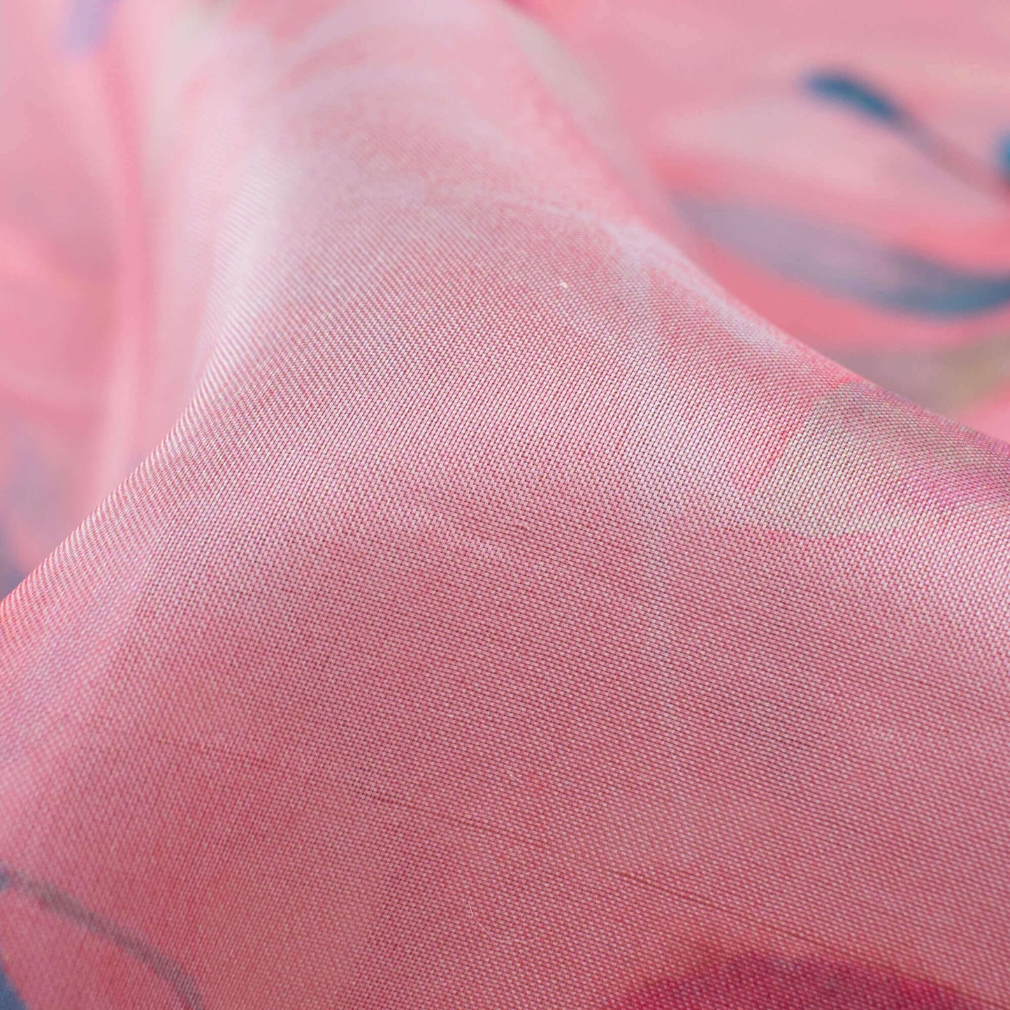 Pastel Pink And Maroon Floral Pattern Digital Print Premium Liquid Organza Fabric - Fabcurate