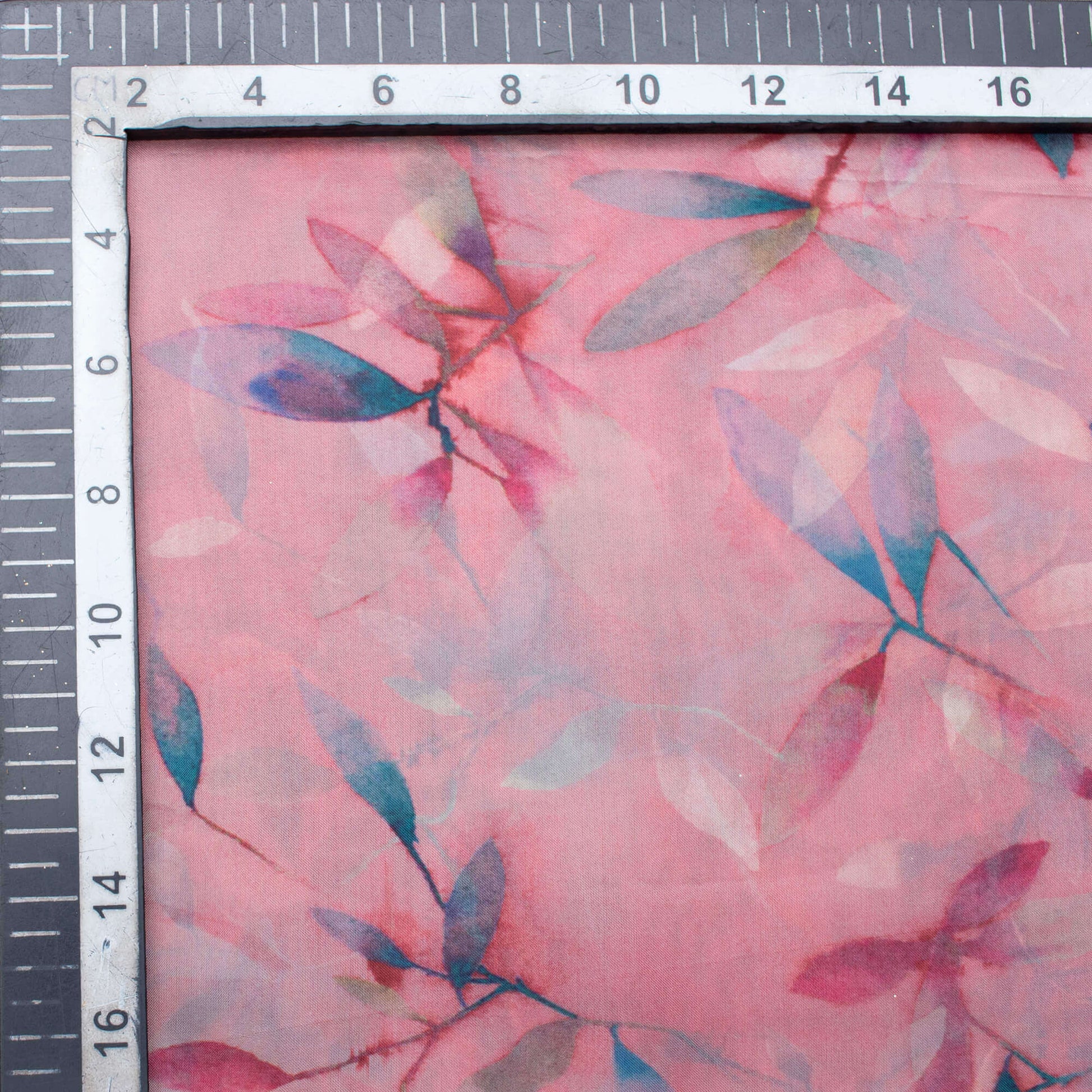 Pastel Pink And Maroon Floral Pattern Digital Print Premium Liquid Organza Fabric - Fabcurate