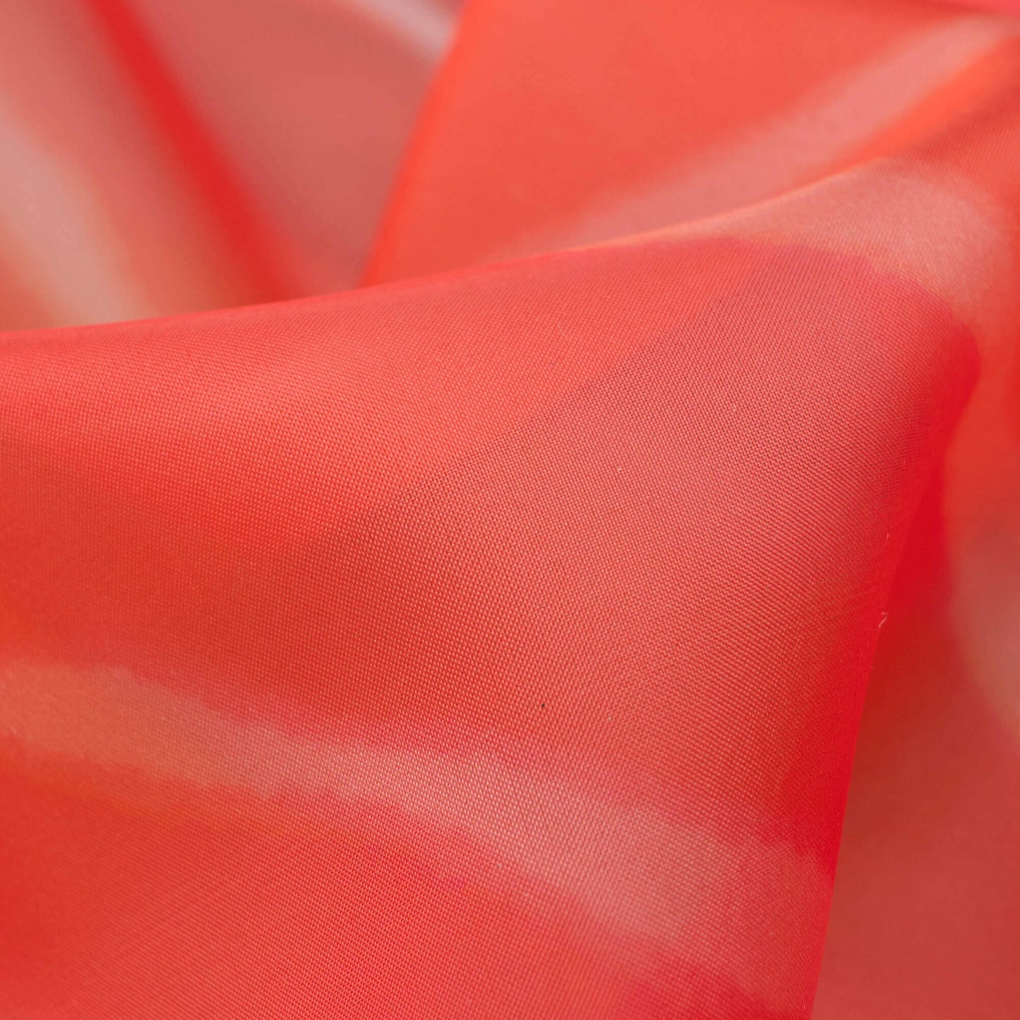 Orange And Red Leheriya Pattern Digital Print Premium Liquid Organza Fabric - Fabcurate