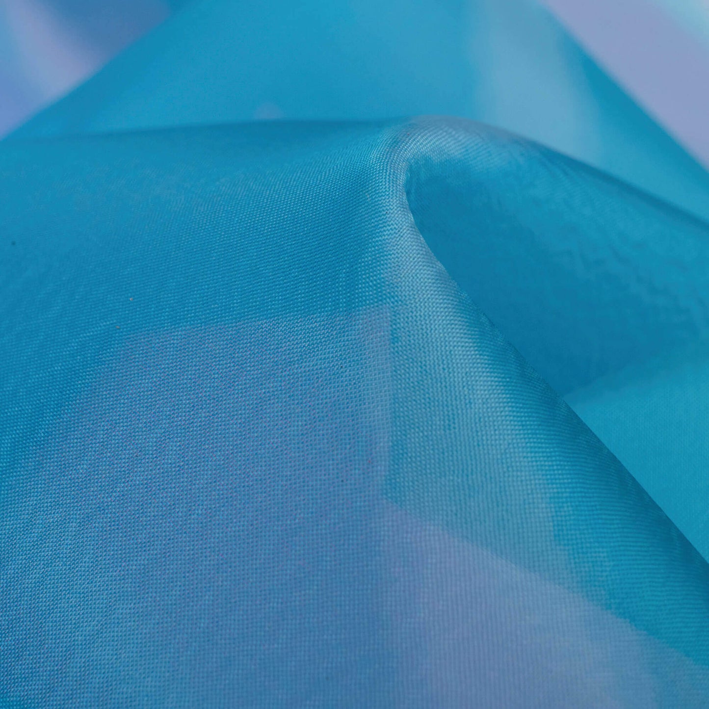 Turquoise And Sky Blue Leheriya Pattern Digital Print Premium Liquid Organza Fabric - Fabcurate