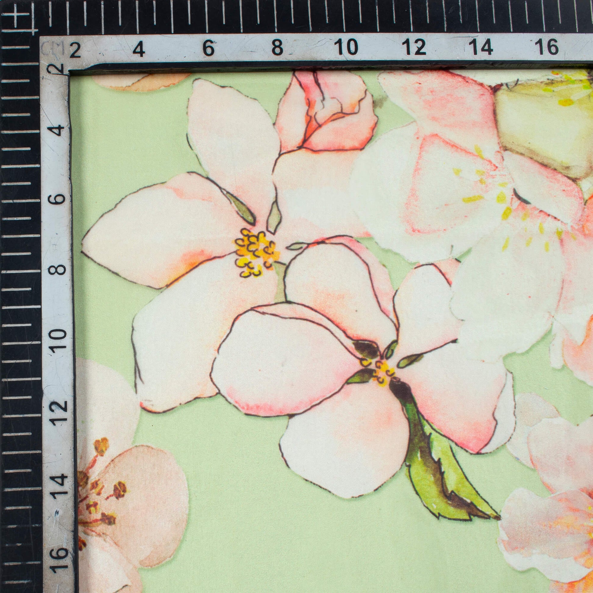 Royal Yellow And Orange Floral Pattern Digital Print Premium Liquid Organza Fabric - Fabcurate